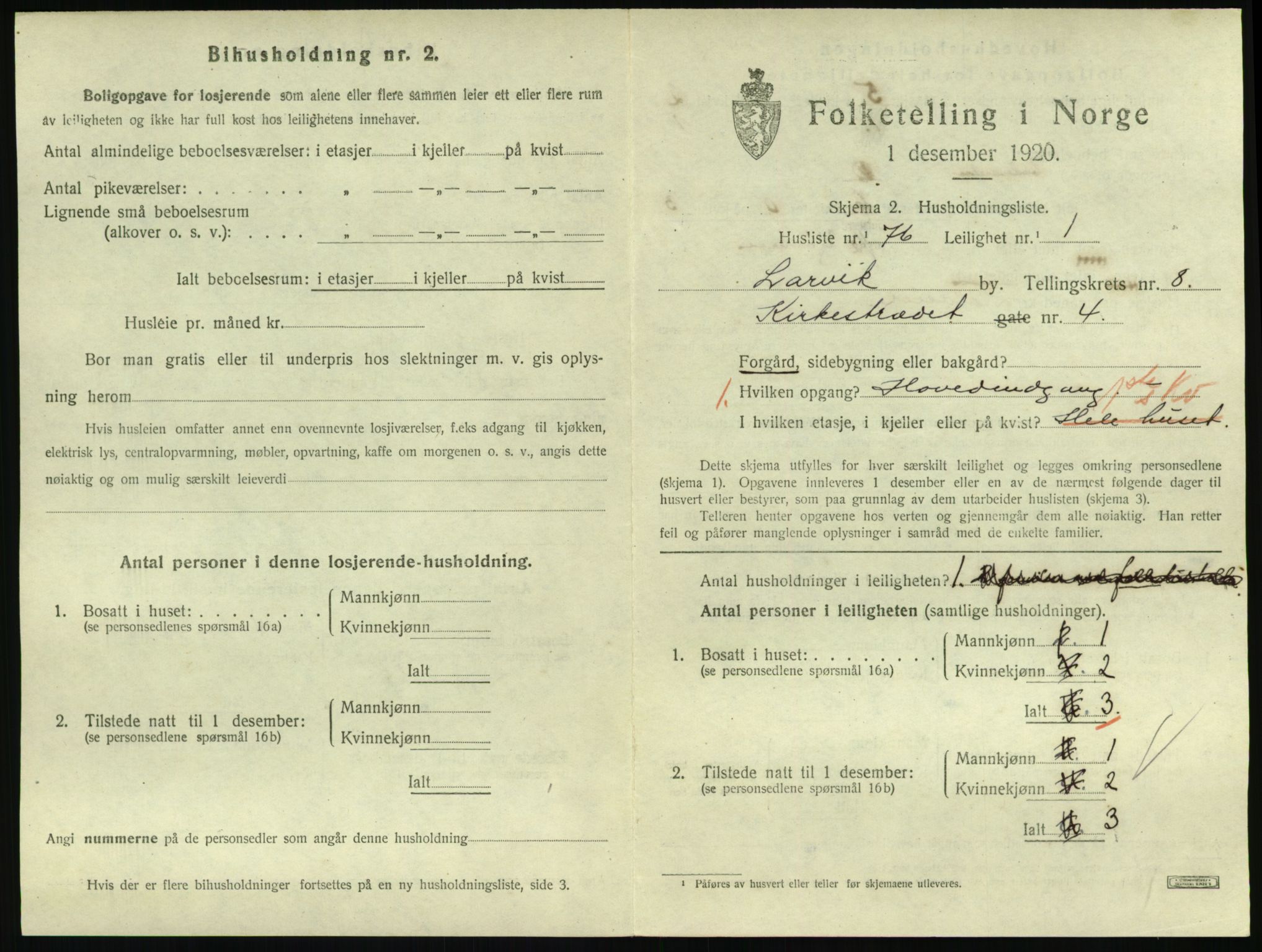 SAKO, 1920 census for Larvik, 1920, p. 6830