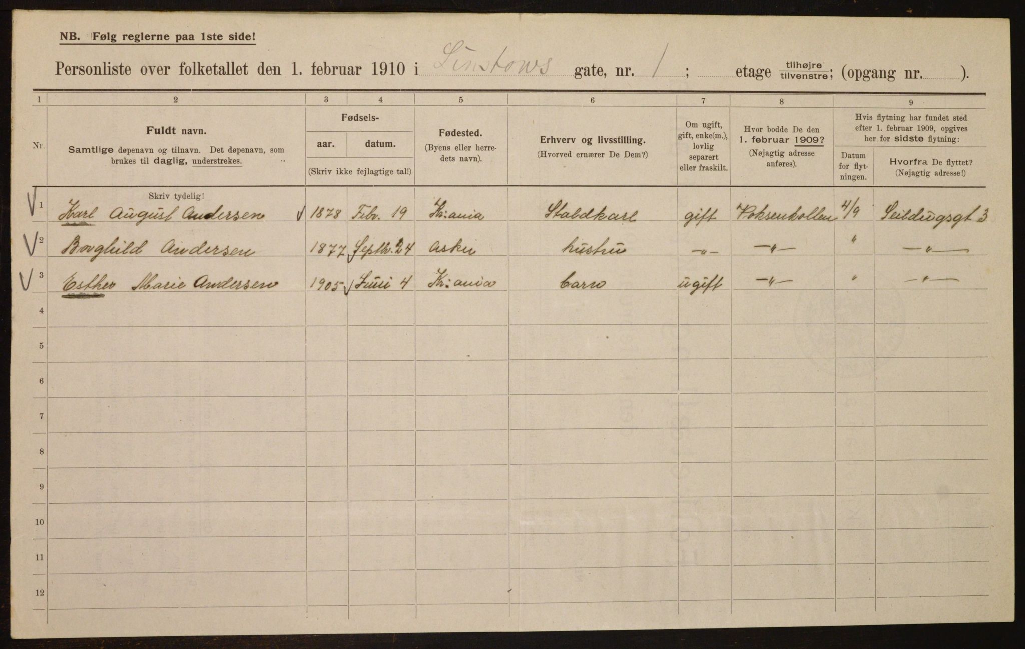 OBA, Municipal Census 1910 for Kristiania, 1910, p. 55737