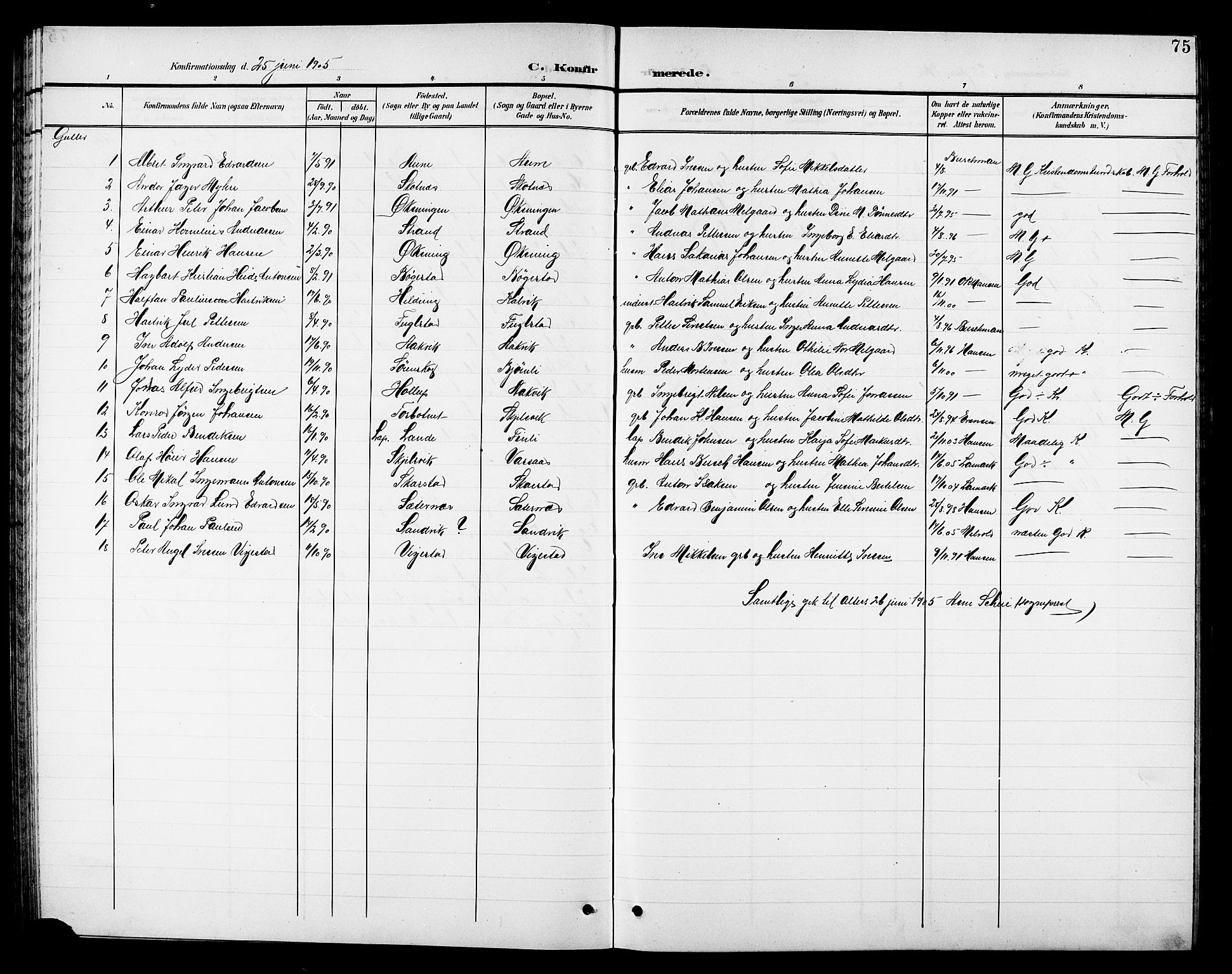 Ministerialprotokoller, klokkerbøker og fødselsregistre - Nordland, SAT/A-1459/810/L0161: Parish register (copy) no. 810C04, 1897-1910, p. 75