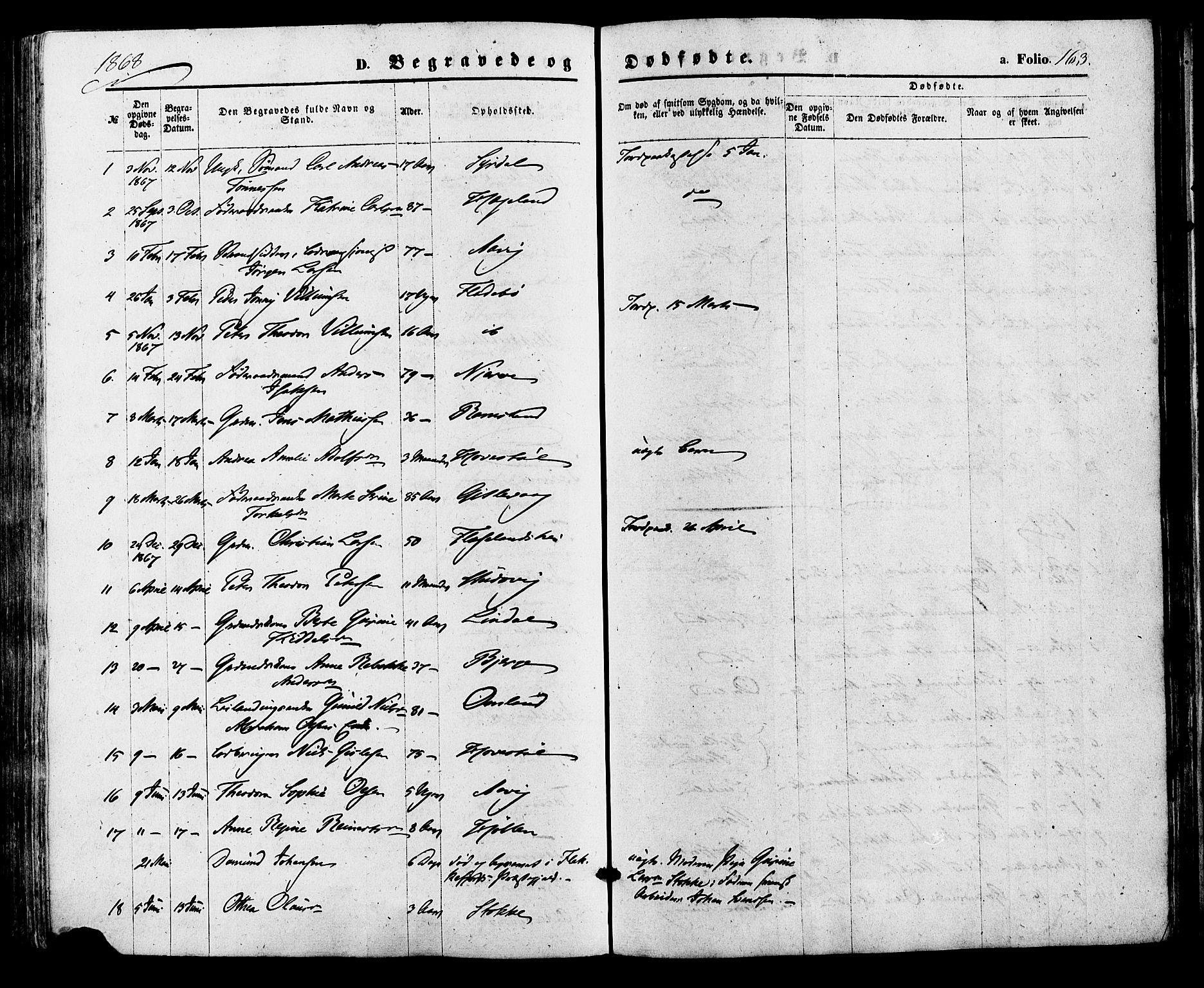 Sør-Audnedal sokneprestkontor, SAK/1111-0039/F/Fa/Faa/L0003: Parish register (official) no. A 3, 1868-1883, p. 163