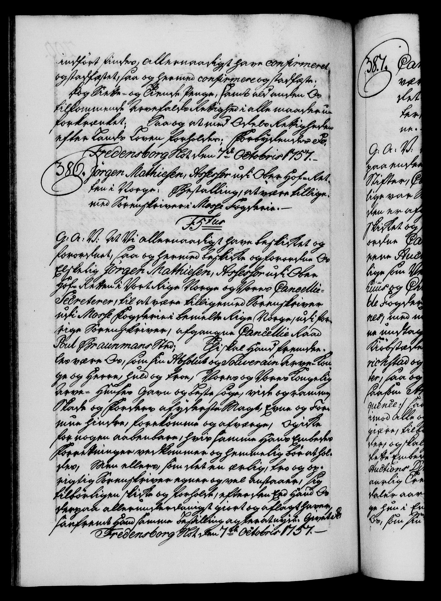 Danske Kanselli 1572-1799, AV/RA-EA-3023/F/Fc/Fca/Fcaa/L0040: Norske registre, 1757-1759, p. 200b