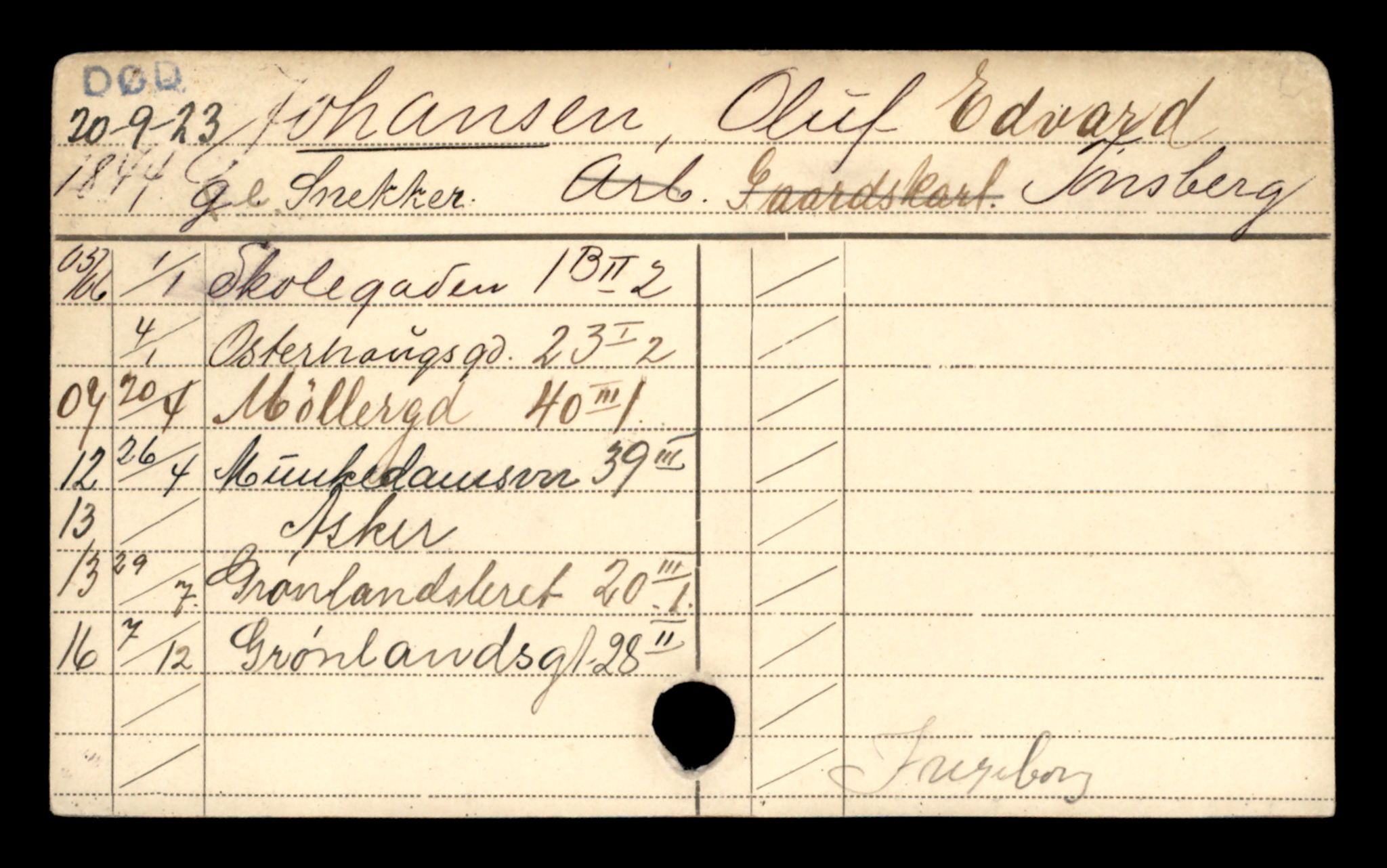 Oslo folkeregister, Registerkort, SAO/A-11715/D/Da/L0044: Menn: Johansen Oluf - Johansen Hilmar, 1906-1919
