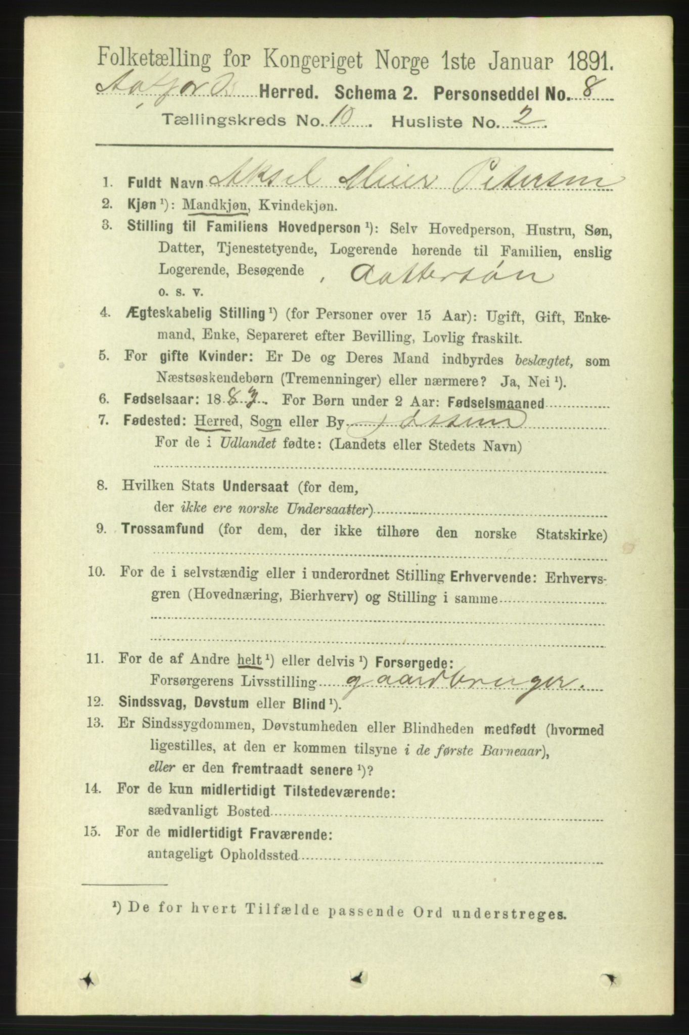RA, 1891 census for 1630 Åfjord, 1891, p. 2975