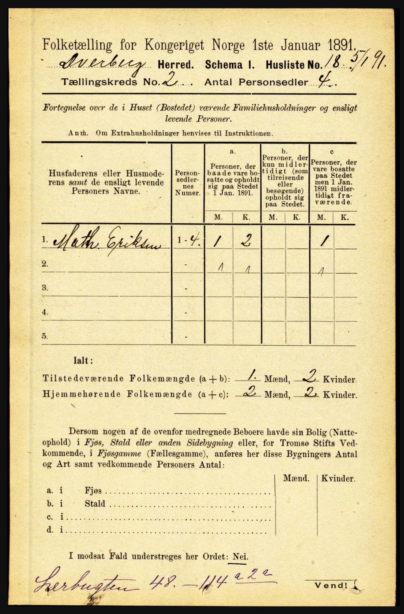 RA, 1891 census for 1872 Dverberg, 1891, p. 595