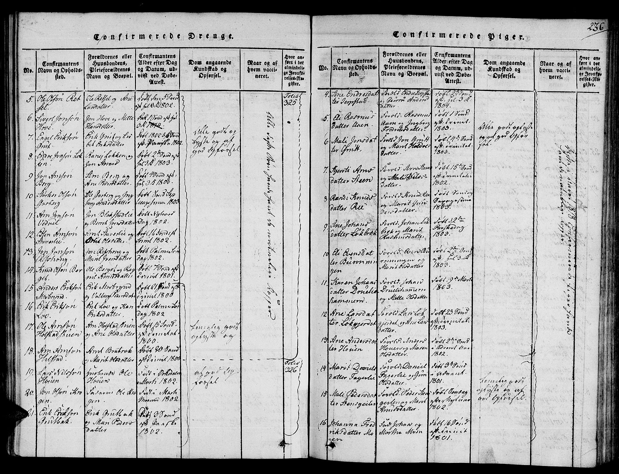 Ministerialprotokoller, klokkerbøker og fødselsregistre - Sør-Trøndelag, SAT/A-1456/672/L0853: Parish register (official) no. 672A06 /1, 1816-1829, p. 236