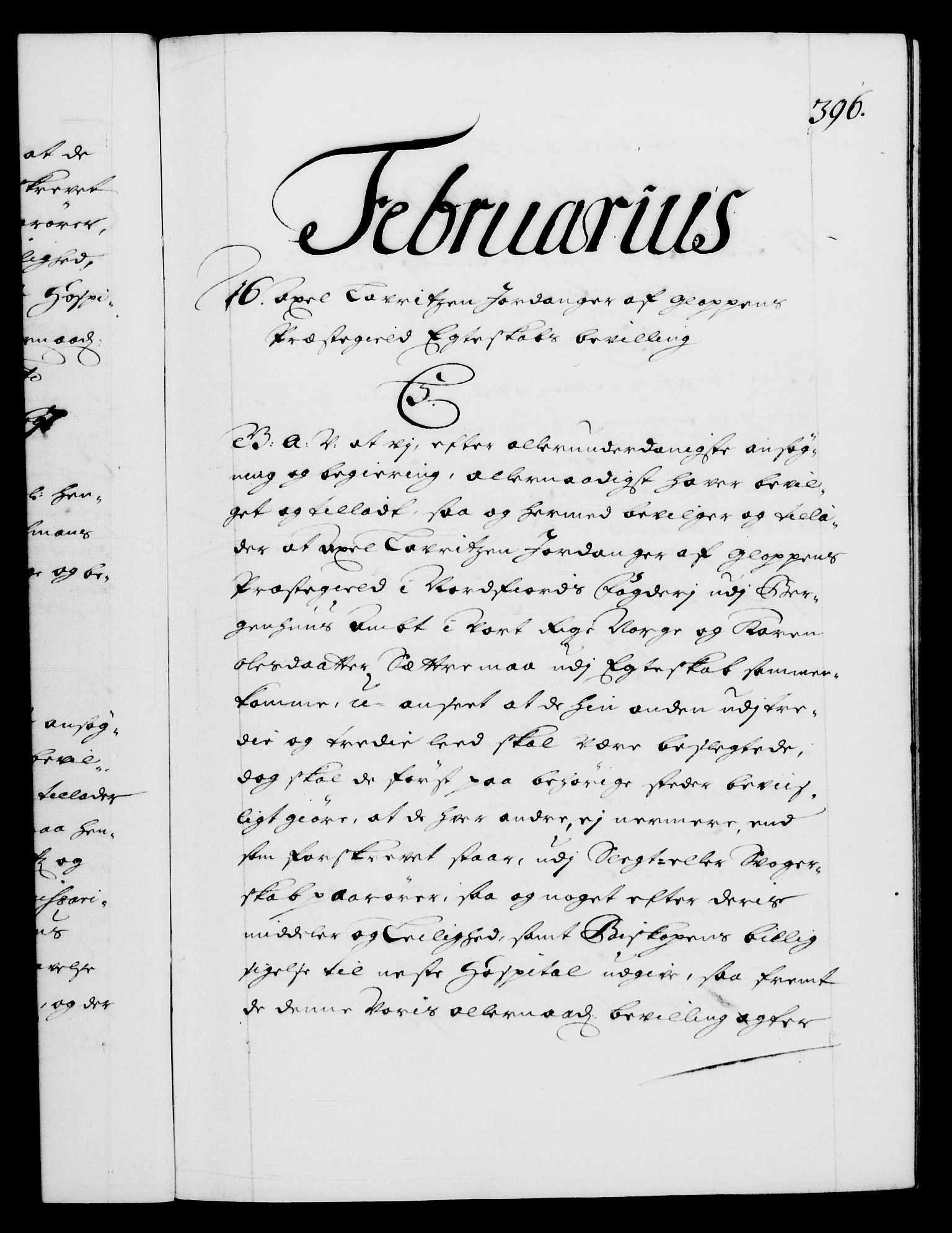 Danske Kanselli 1572-1799, RA/EA-3023/F/Fc/Fca/Fcaa/L0016: Norske registre (mikrofilm), 1692-1697, p. 396a