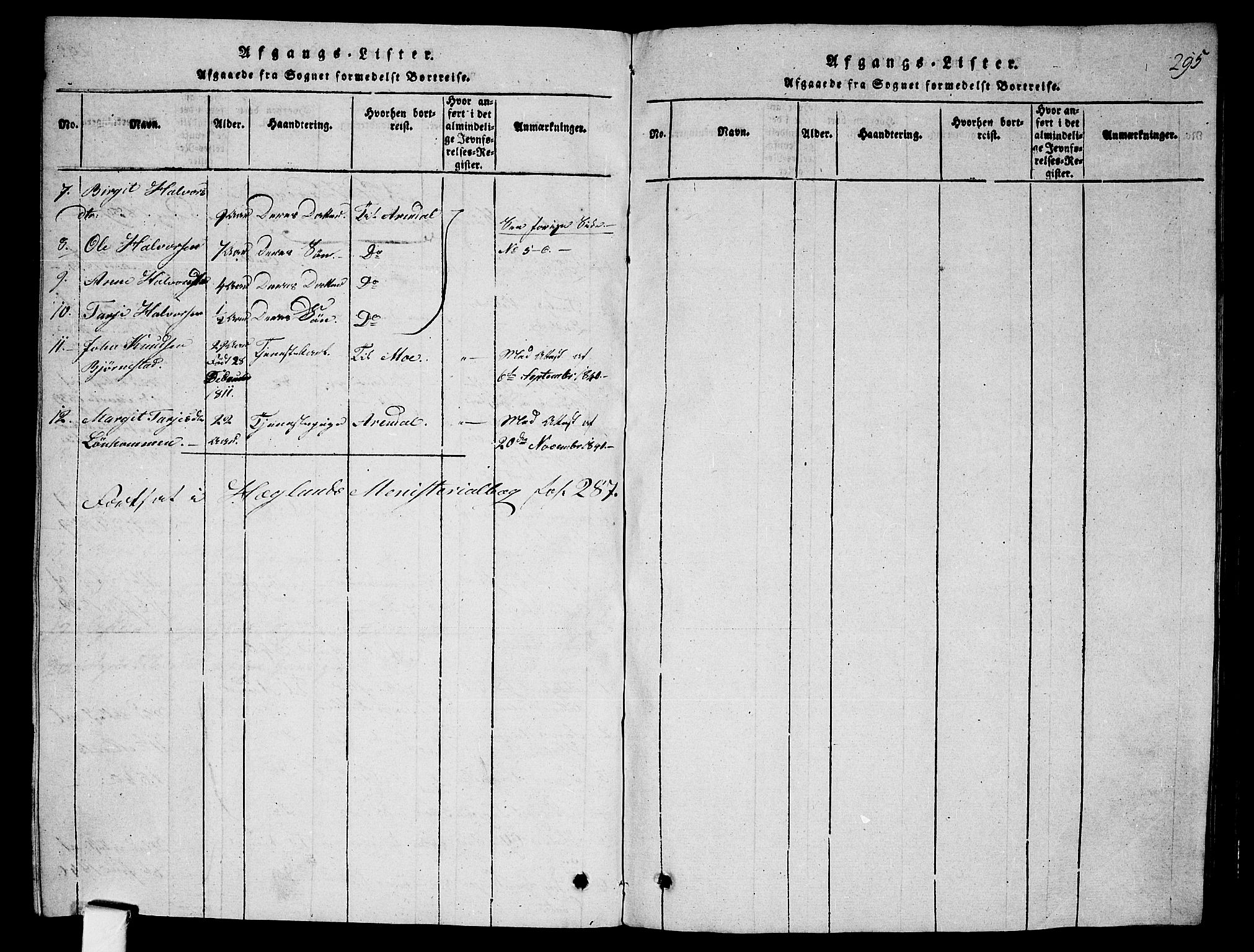 Fyresdal kirkebøker, SAKO/A-263/G/Ga/L0001: Parish register (copy) no. I 1, 1816-1840, p. 295