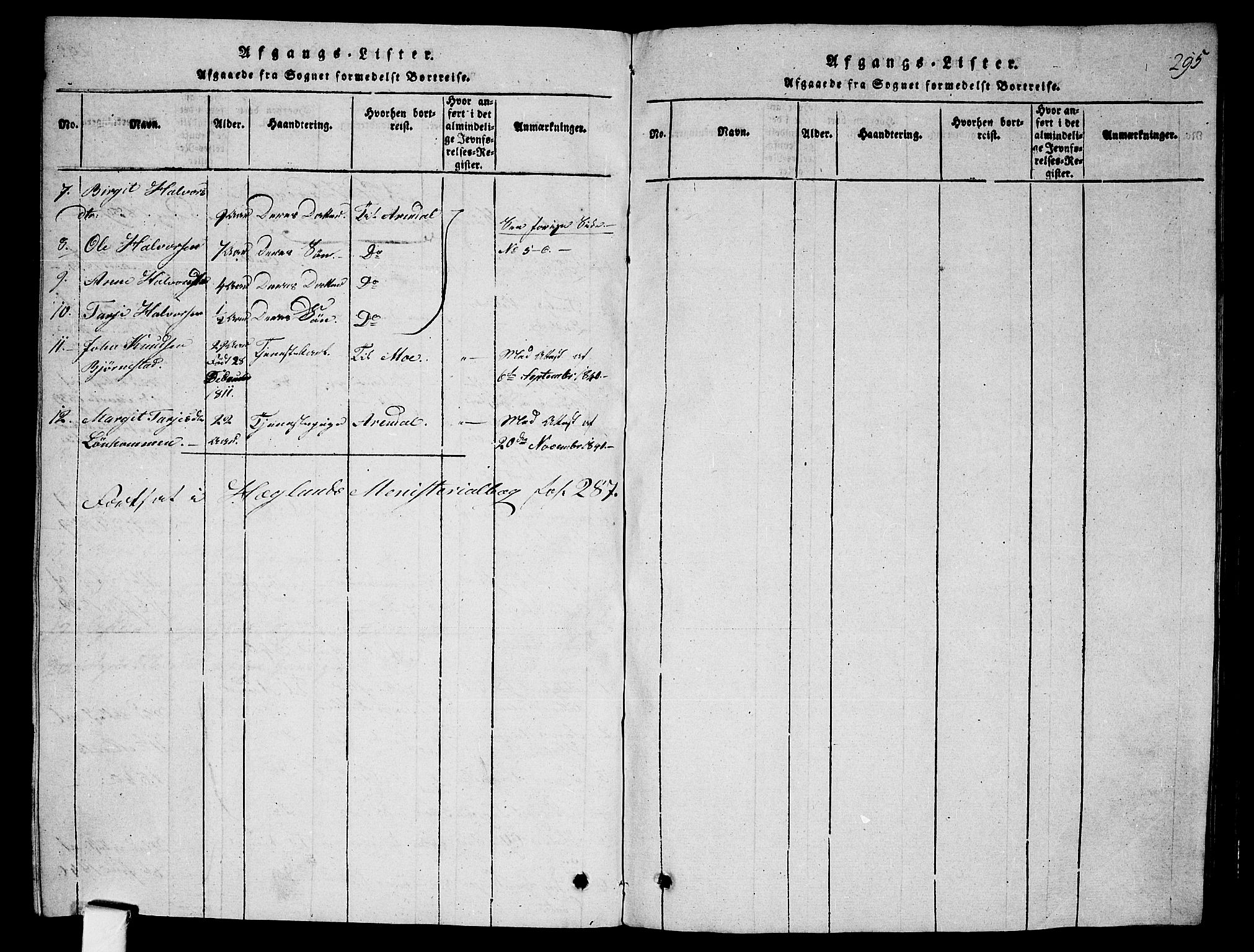 Fyresdal kirkebøker, AV/SAKO-A-263/G/Ga/L0001: Parish register (copy) no. I 1, 1816-1840, p. 295