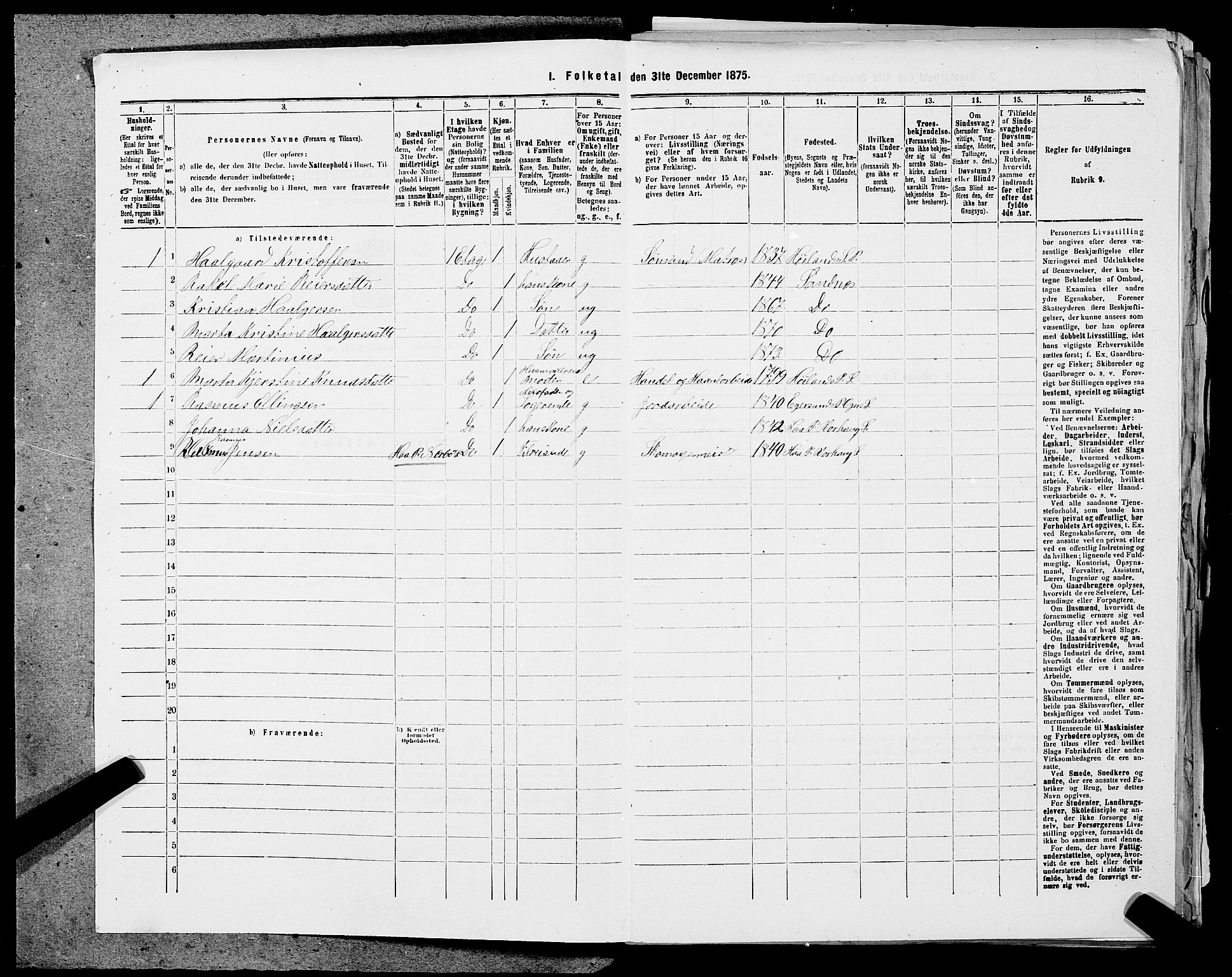 SAST, 1875 census for 1102B Høyland/Sandnes, 1875, p. 210