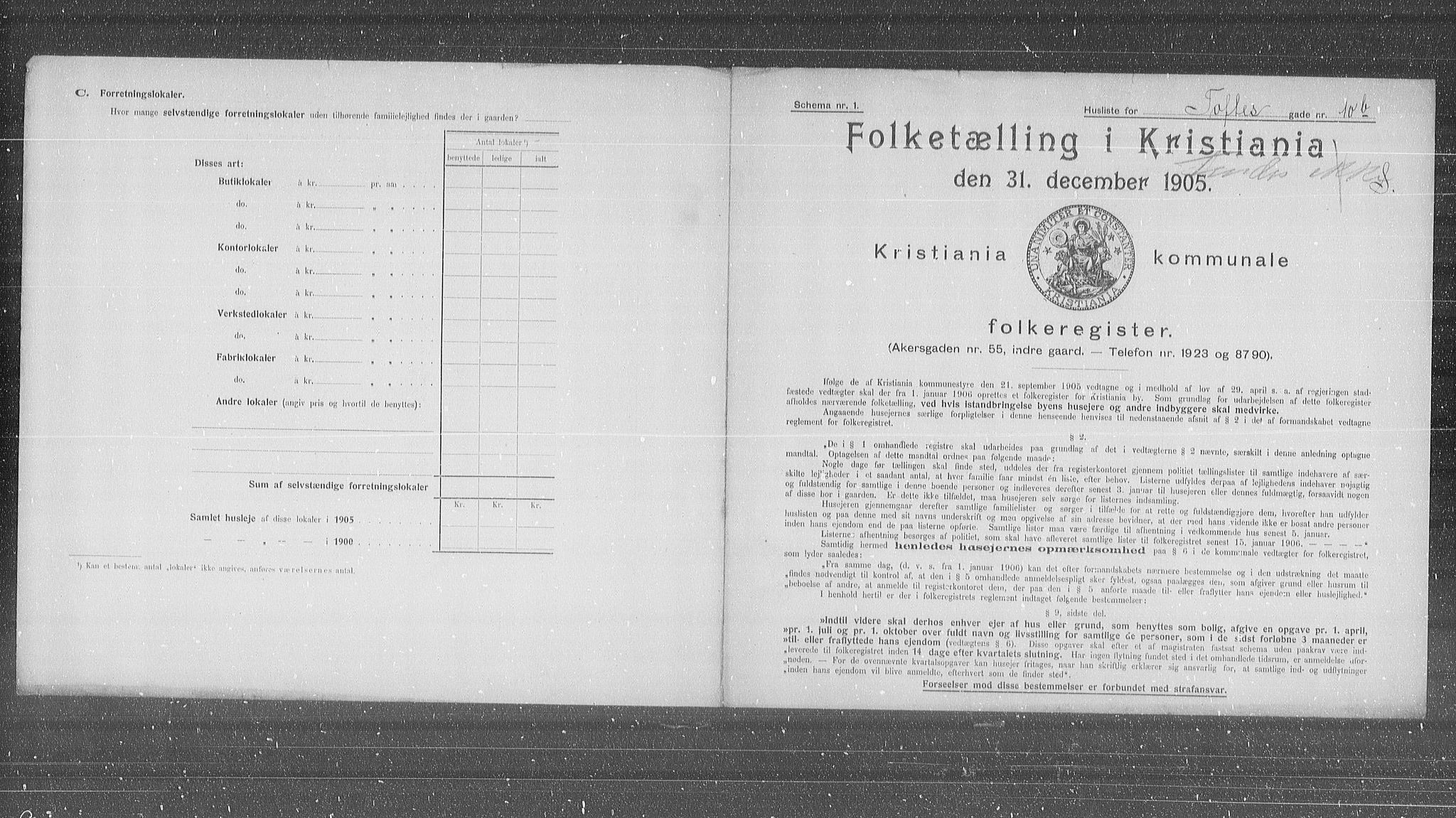 OBA, Municipal Census 1905 for Kristiania, 1905, p. 58430