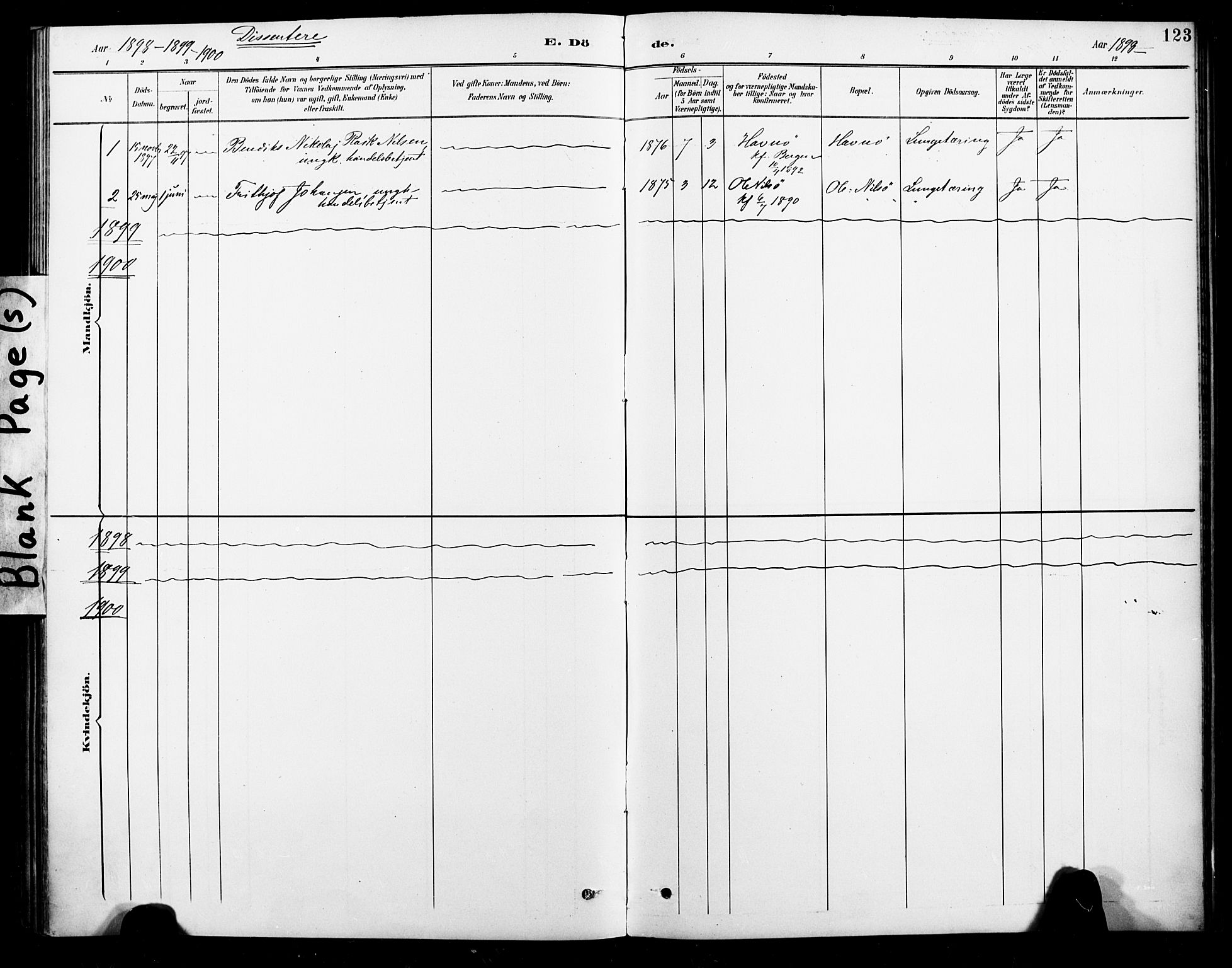 Ministerialprotokoller, klokkerbøker og fødselsregistre - Nordland, SAT/A-1459/886/L1220: Parish register (official) no. 886A02, 1892-1903, p. 123