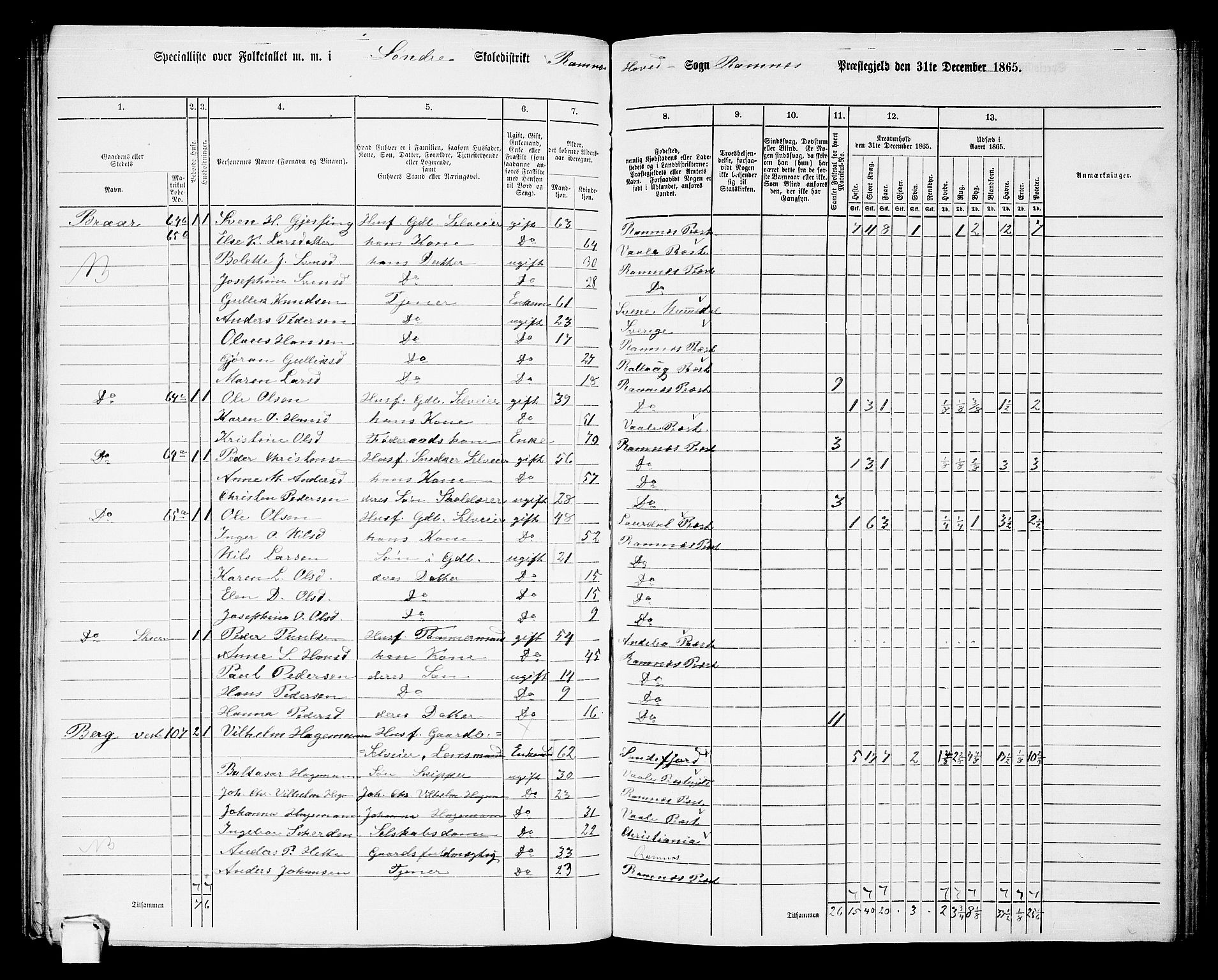 RA, 1865 census for Ramnes, 1865, p. 15