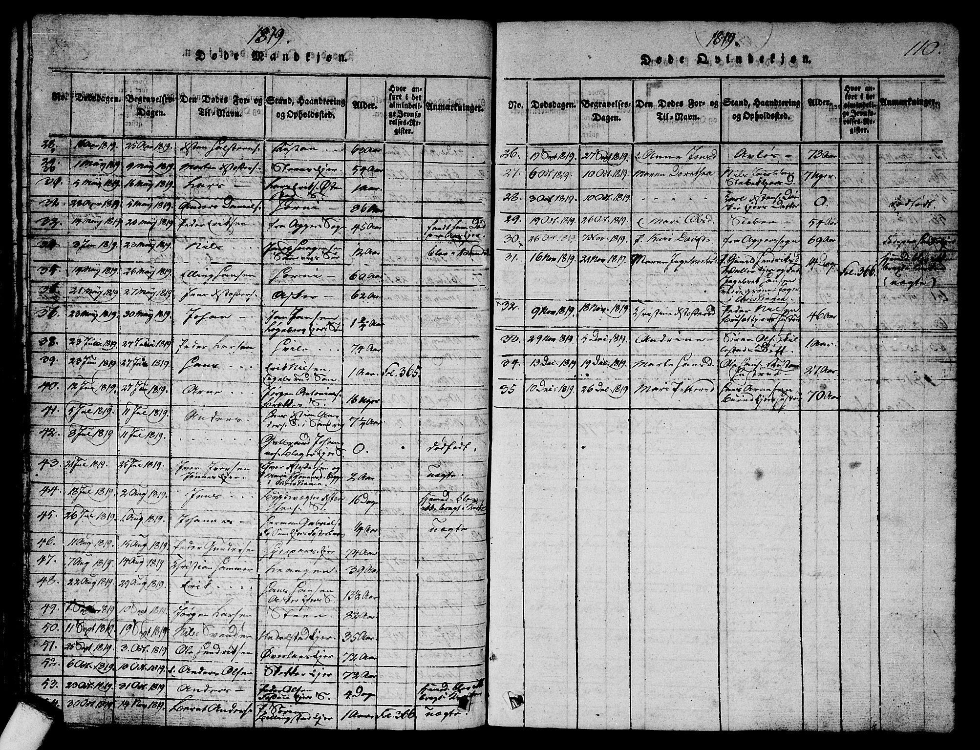 Asker prestekontor Kirkebøker, SAO/A-10256a/G/Ga/L0001: Parish register (copy) no. I 1, 1814-1830, p. 110