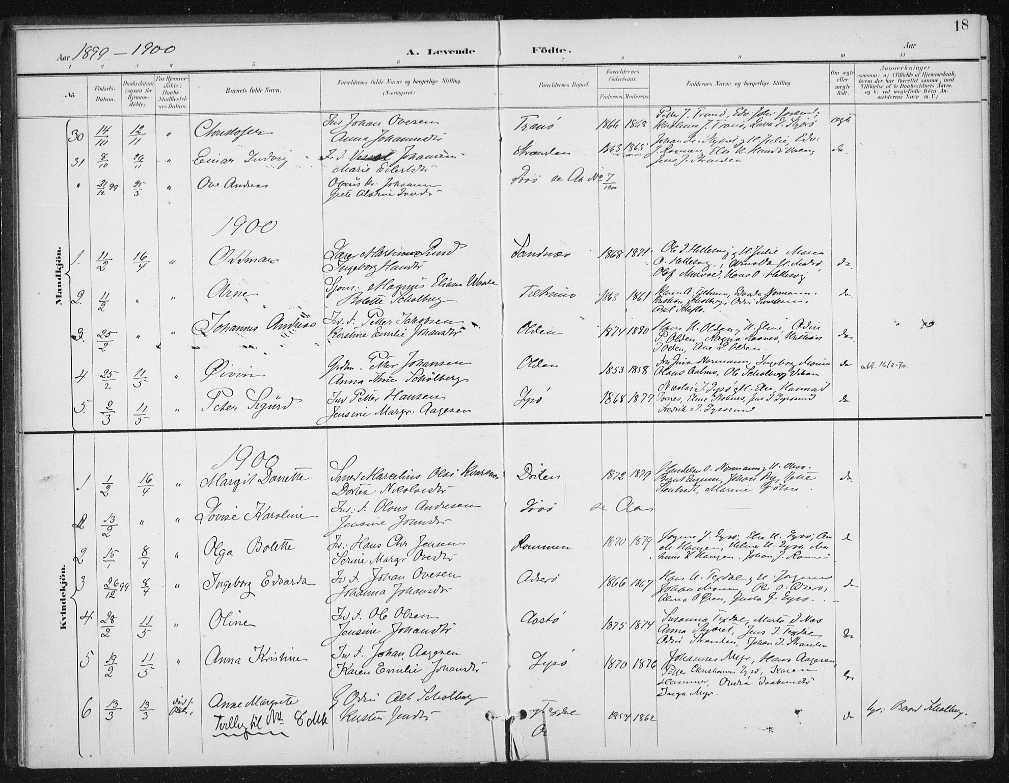 Ministerialprotokoller, klokkerbøker og fødselsregistre - Sør-Trøndelag, SAT/A-1456/654/L0664: Parish register (official) no. 654A02, 1895-1907, p. 18