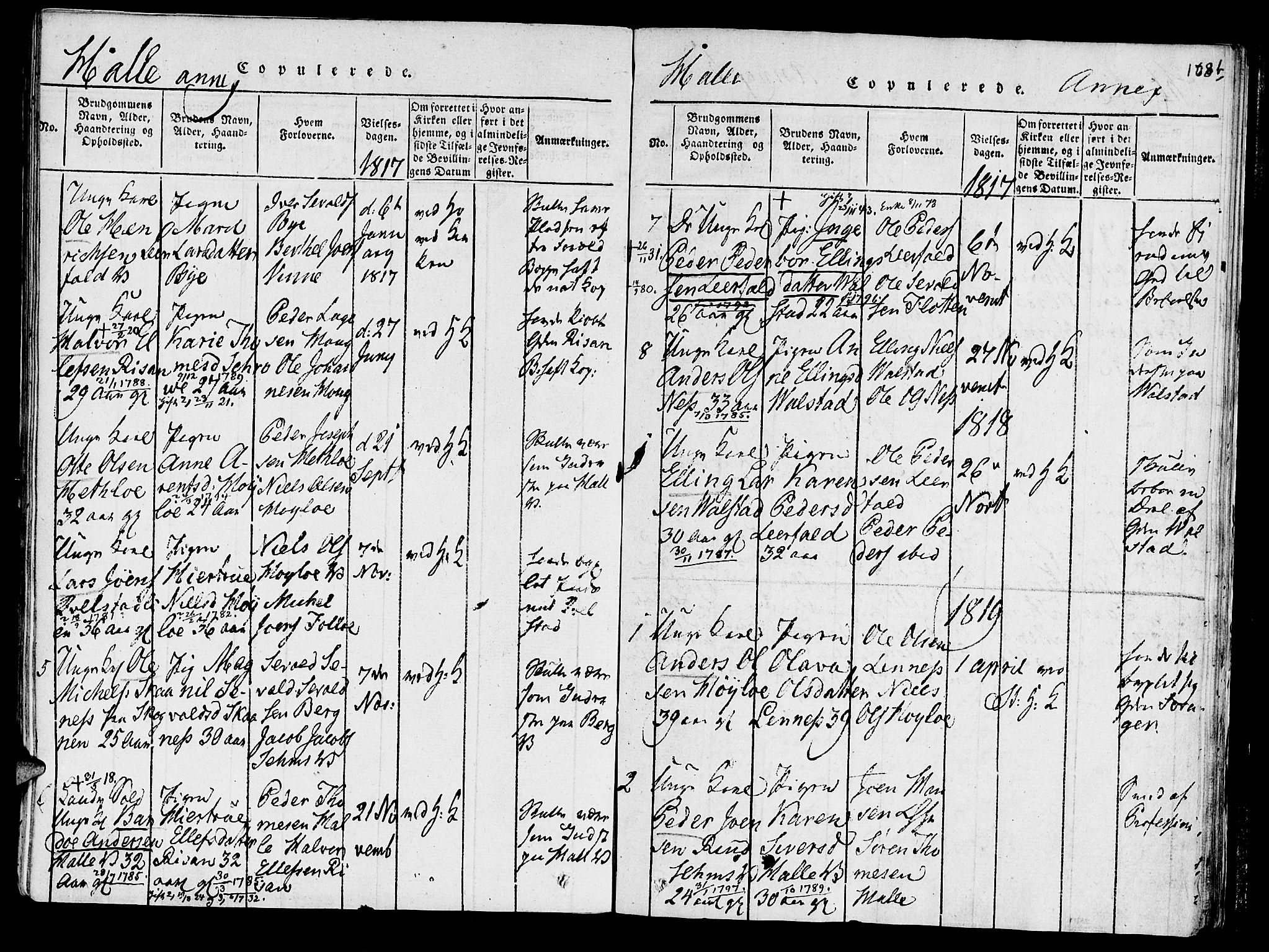 Ministerialprotokoller, klokkerbøker og fødselsregistre - Nord-Trøndelag, SAT/A-1458/723/L0234: Parish register (official) no. 723A05 /3, 1817-1821, p. 168a