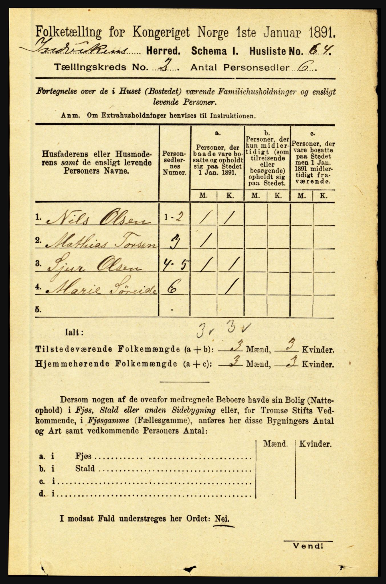 RA, 1891 census for 1447 Innvik, 1891, p. 607