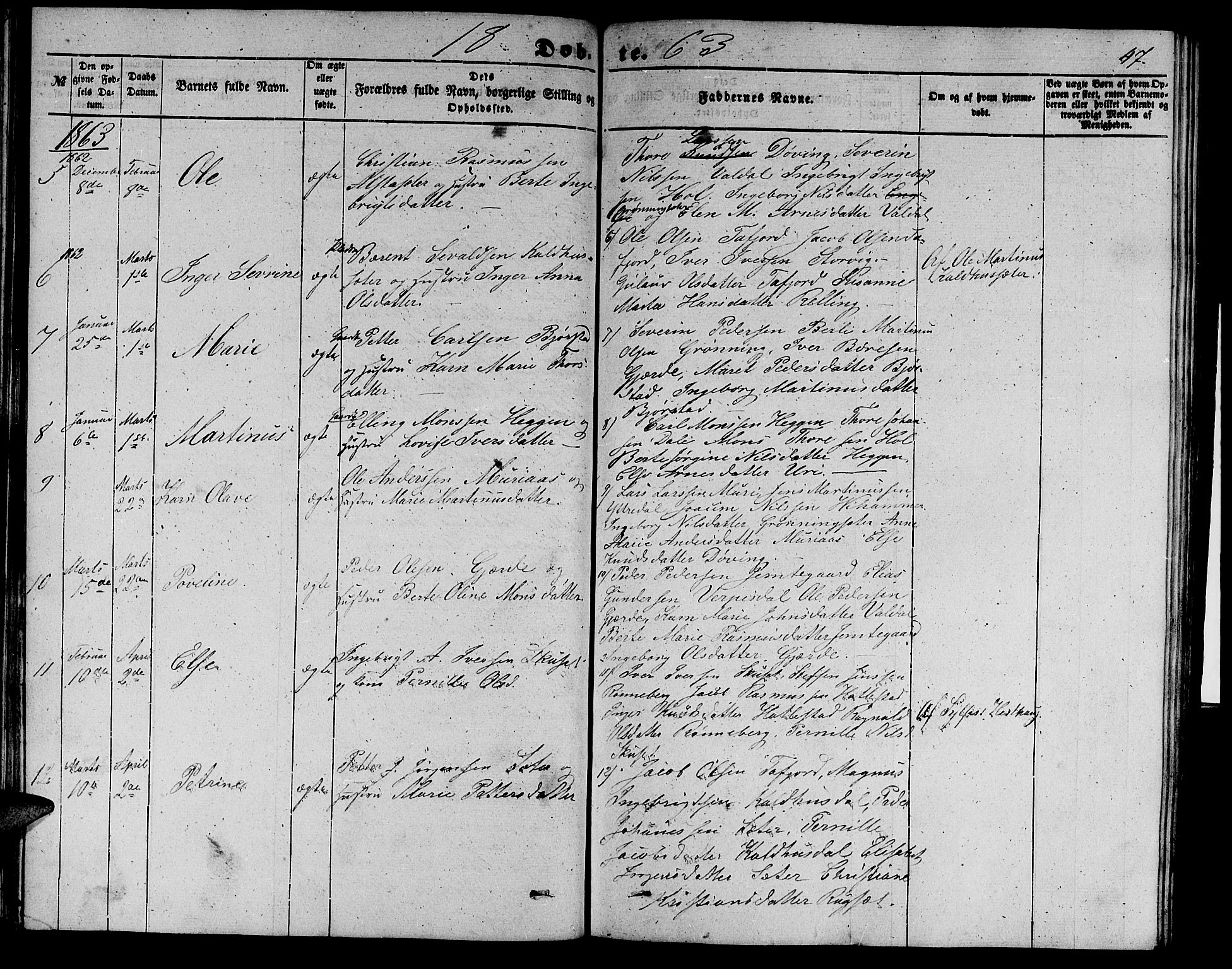 Ministerialprotokoller, klokkerbøker og fødselsregistre - Møre og Romsdal, AV/SAT-A-1454/519/L0261: Parish register (copy) no. 519C02, 1854-1867, p. 47