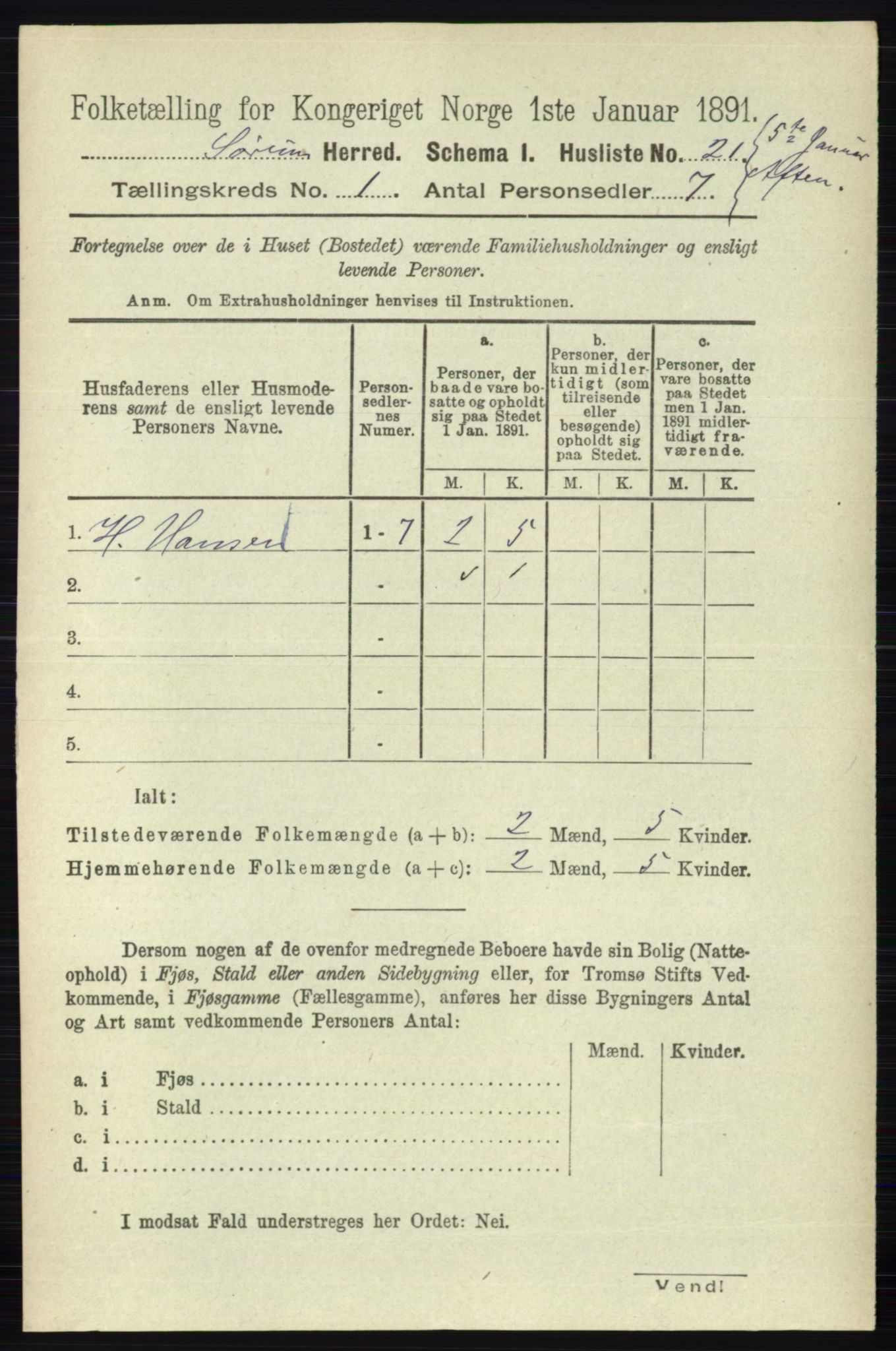 RA, 1891 census for 0226 Sørum, 1891, p. 40