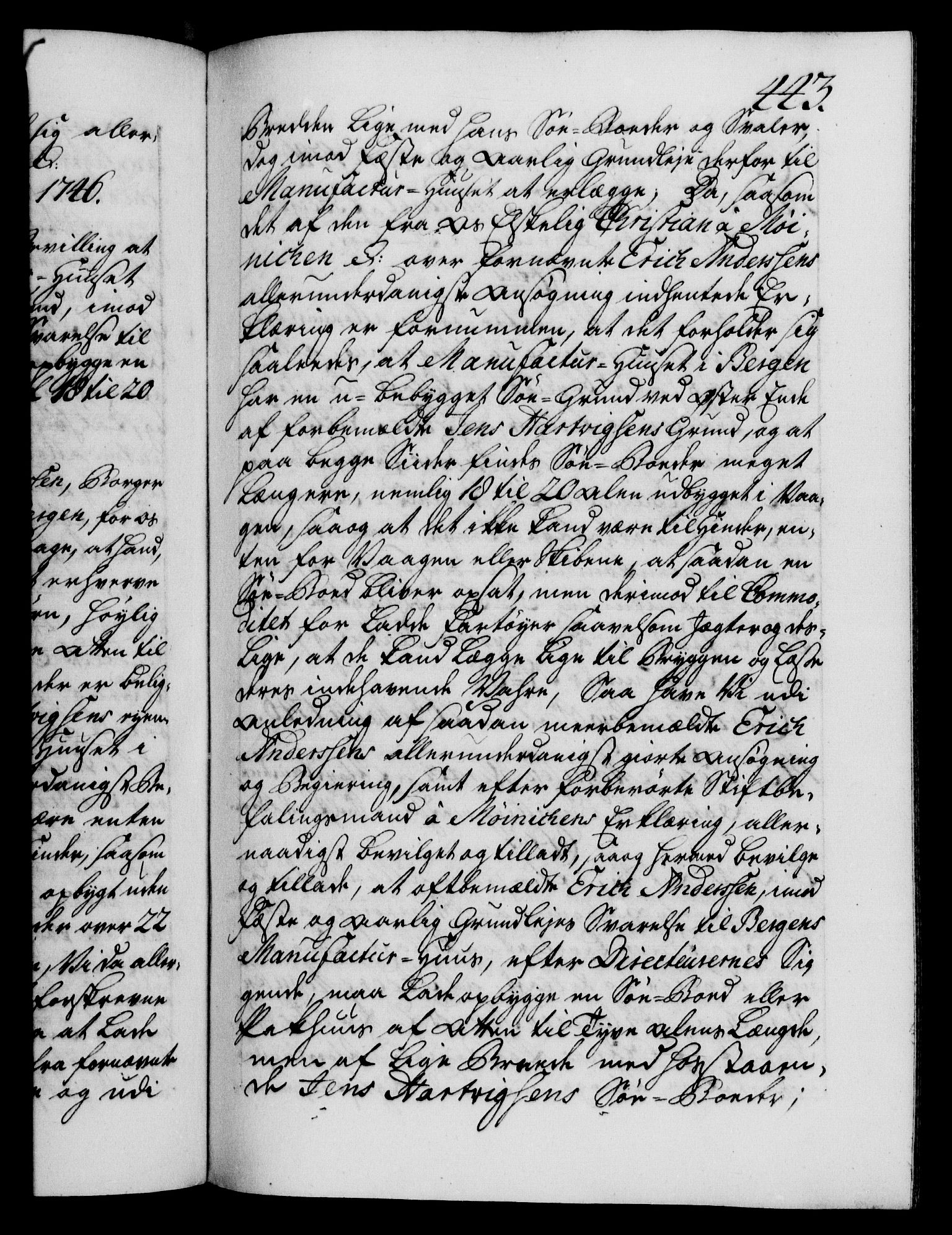 Danske Kanselli 1572-1799, AV/RA-EA-3023/F/Fc/Fca/Fcaa/L0034: Norske registre, 1745-1746, p. 443a