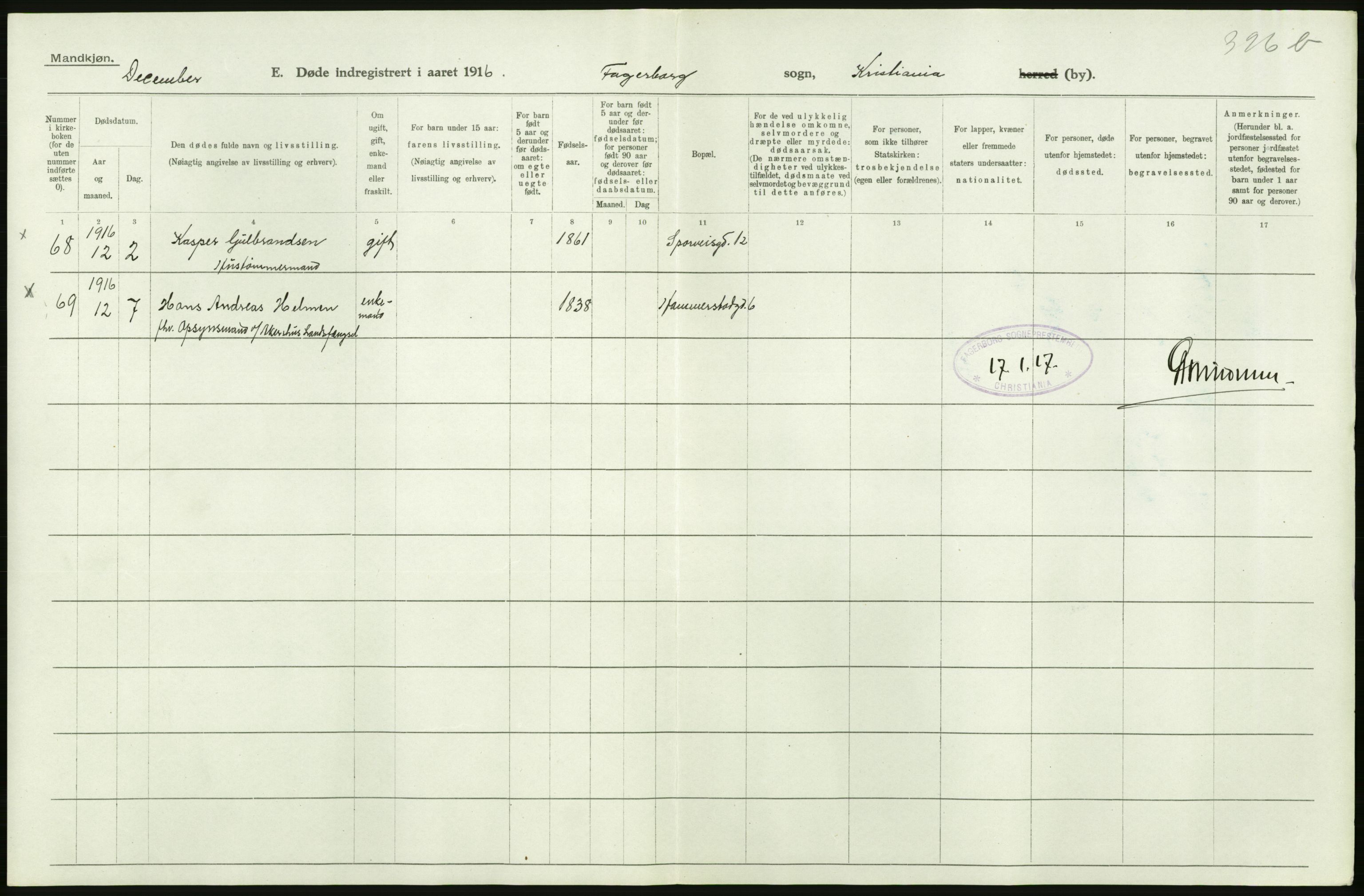 Statistisk sentralbyrå, Sosiodemografiske emner, Befolkning, AV/RA-S-2228/D/Df/Dfb/Dfbf/L0010: Kristiania: Døde, dødfødte., 1916, p. 388