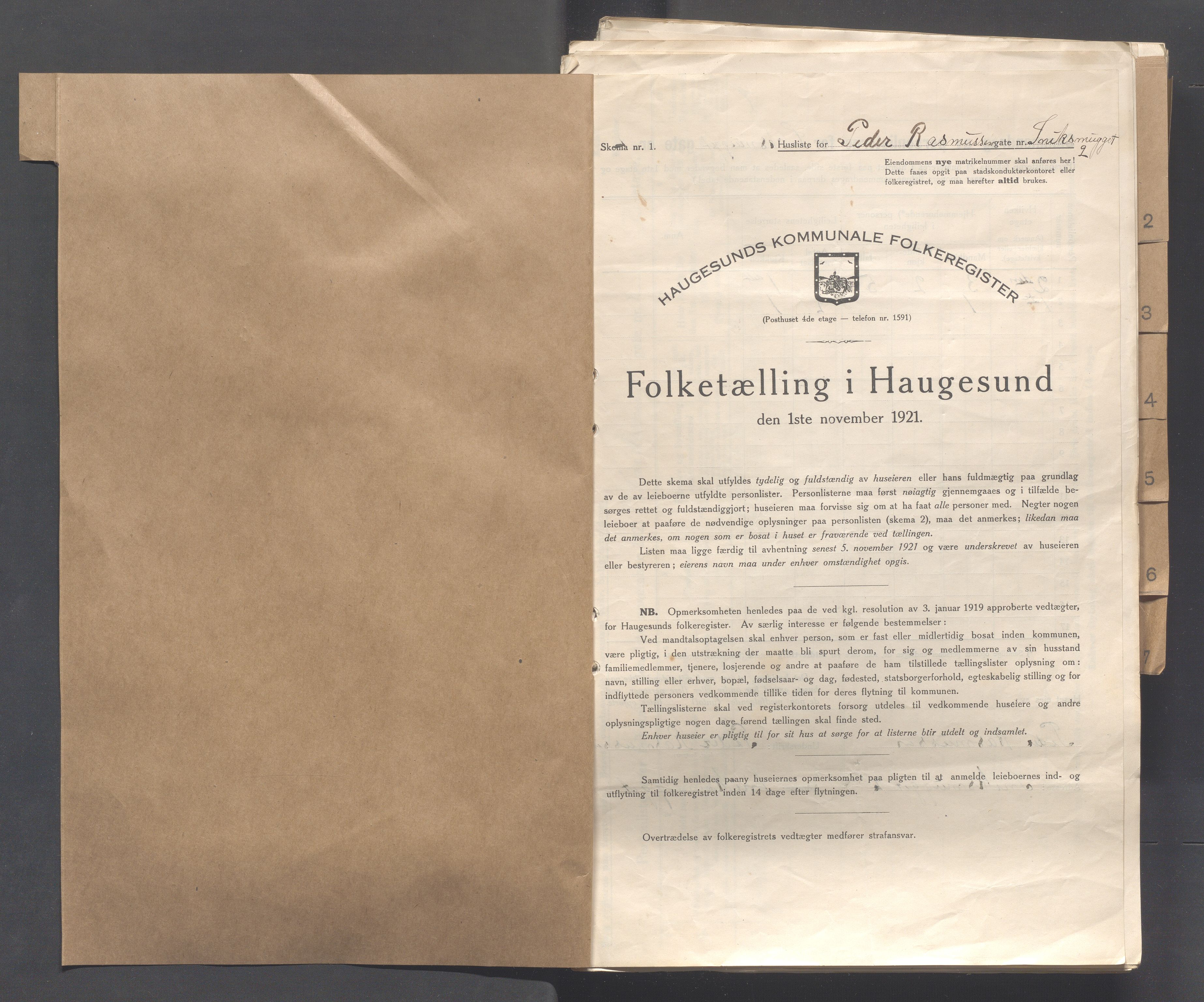 IKAR, Local census 1.11.1921 for Haugesund, 1921, p. 4272