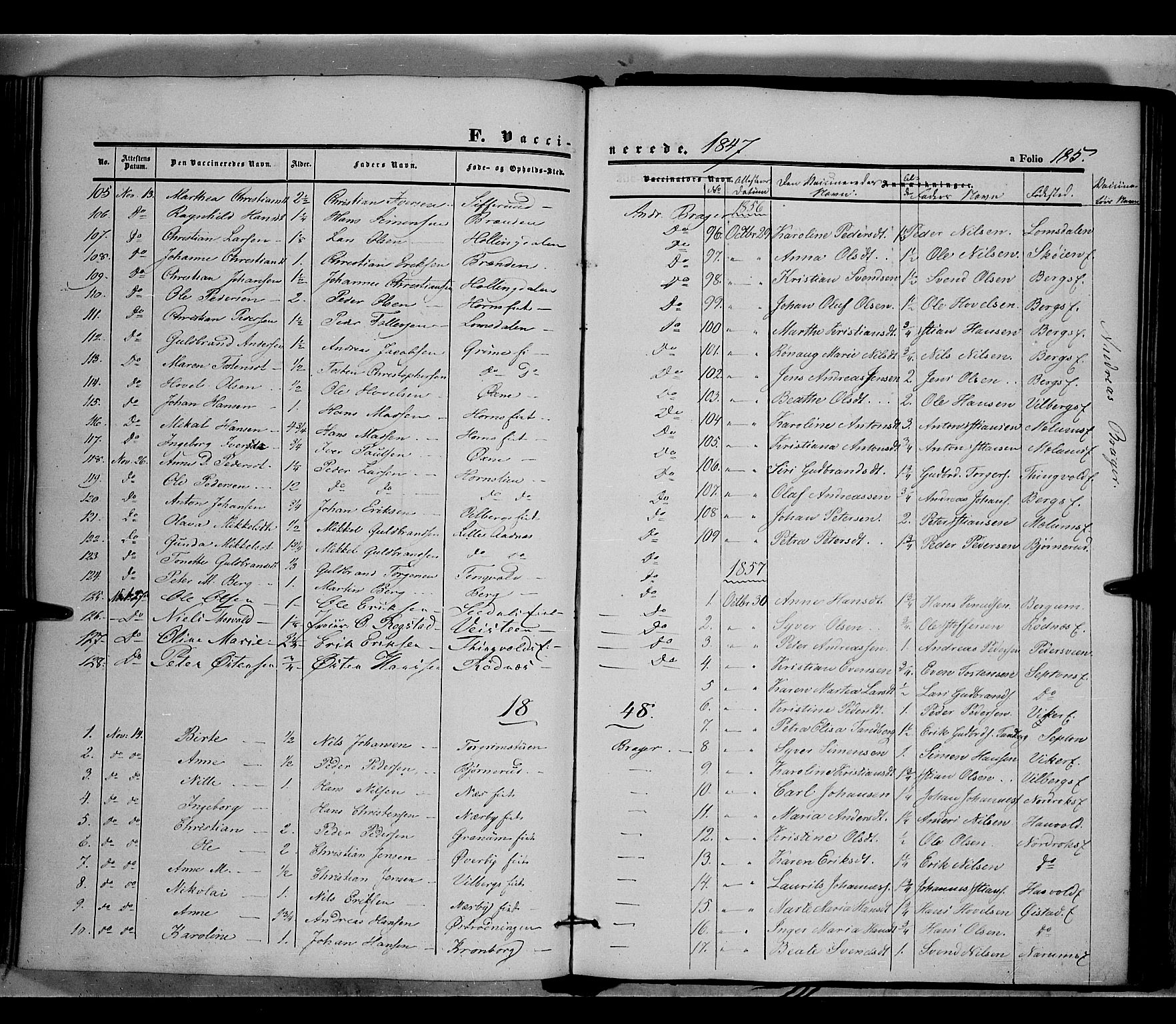 Land prestekontor, SAH/PREST-120/H/Ha/Haa/L0009: Parish register (official) no. 9, 1847-1859, p. 185