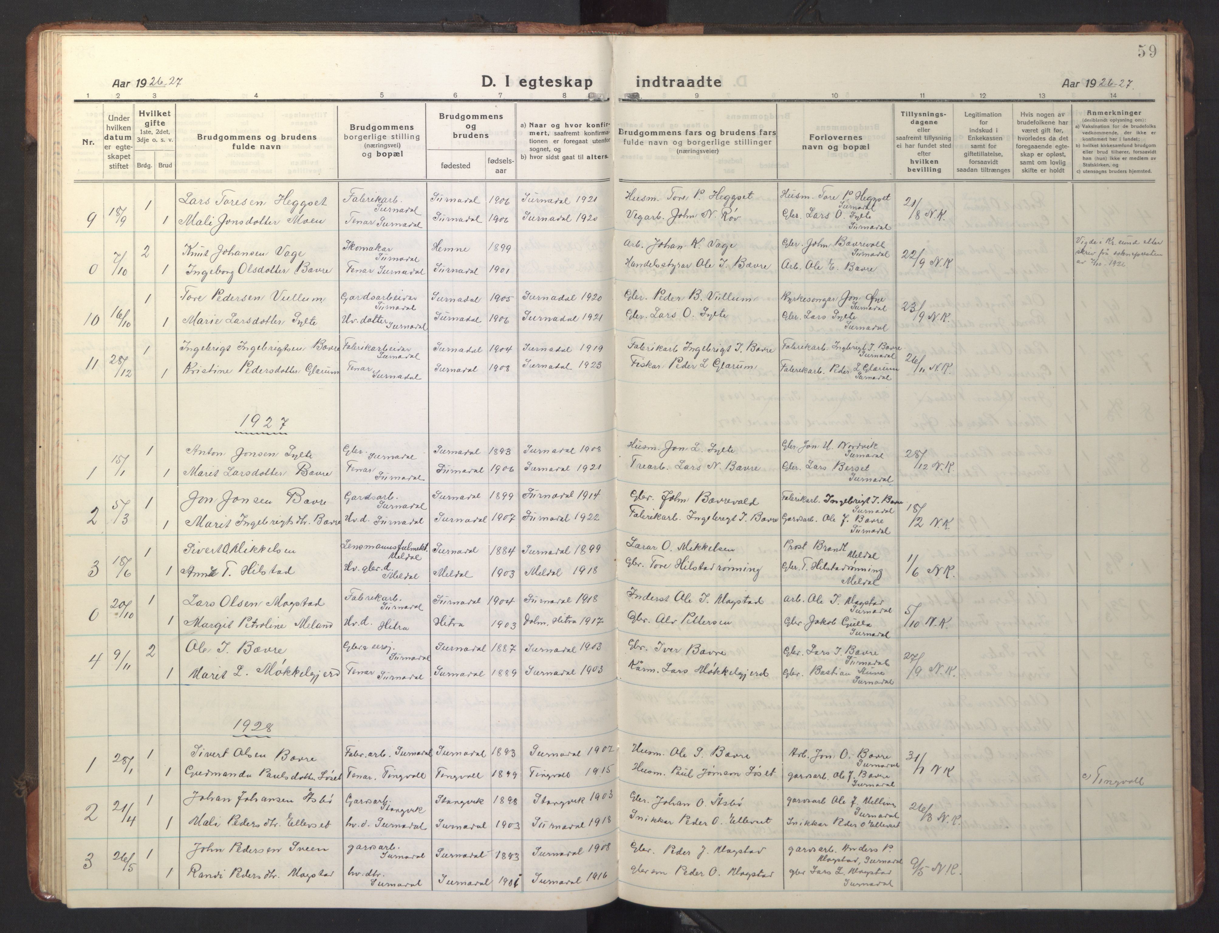 Ministerialprotokoller, klokkerbøker og fødselsregistre - Møre og Romsdal, AV/SAT-A-1454/595/L1054: Parish register (copy) no. 595C06, 1920-1948, p. 59