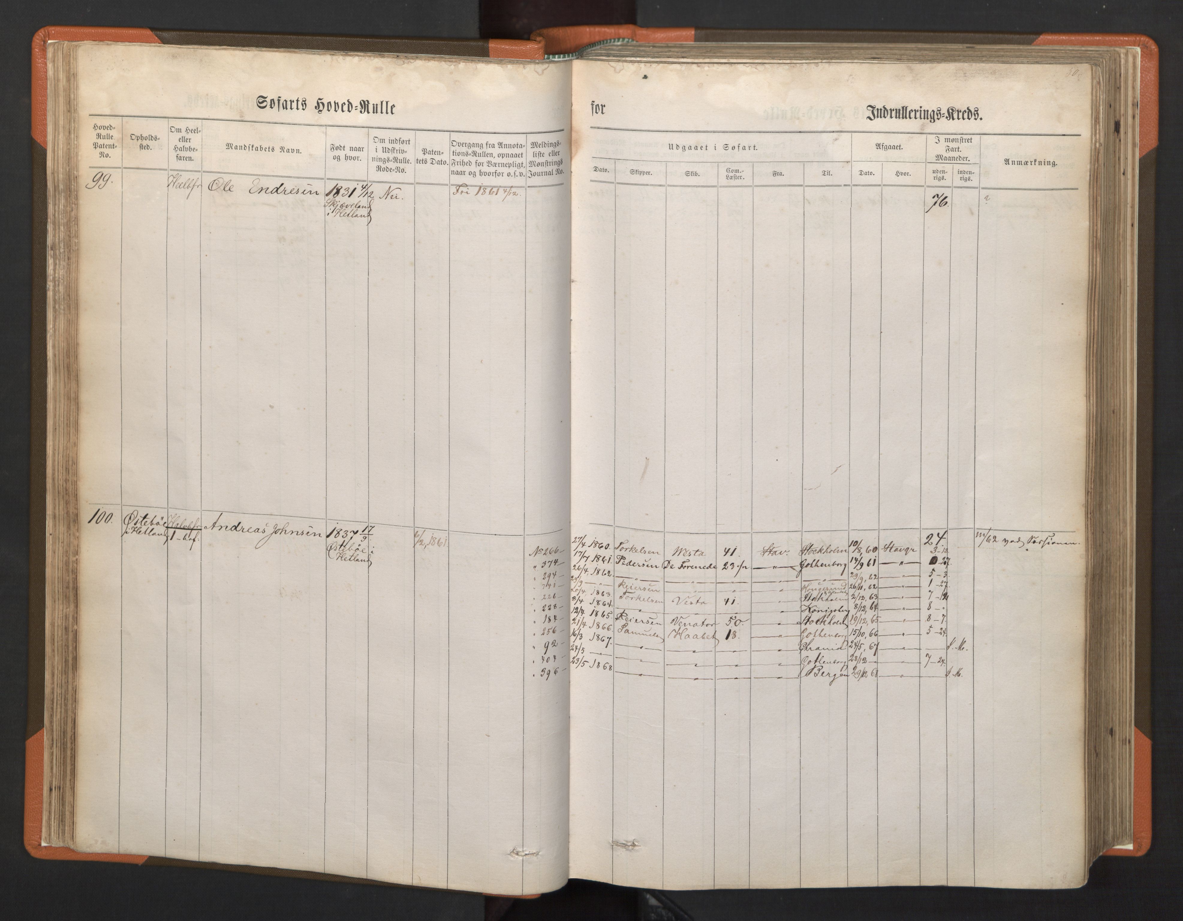 Stavanger sjømannskontor, SAST/A-102006/F/Fb/Fbb/L0001: Sjøfartshovedrulle, patentnr. 1-720 (del 1), 1860-1863, p. 53