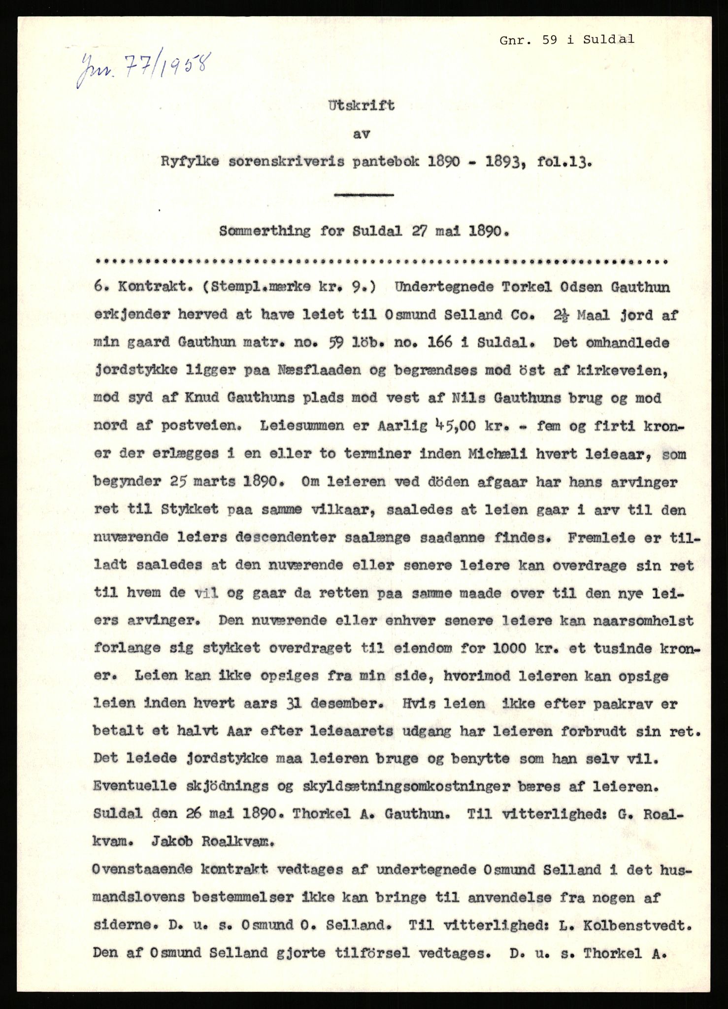 Statsarkivet i Stavanger, SAST/A-101971/03/Y/Yj/L0025: Avskrifter sortert etter gårdsnavn: Garpestad - Gjerde, 1750-1930, p. 279