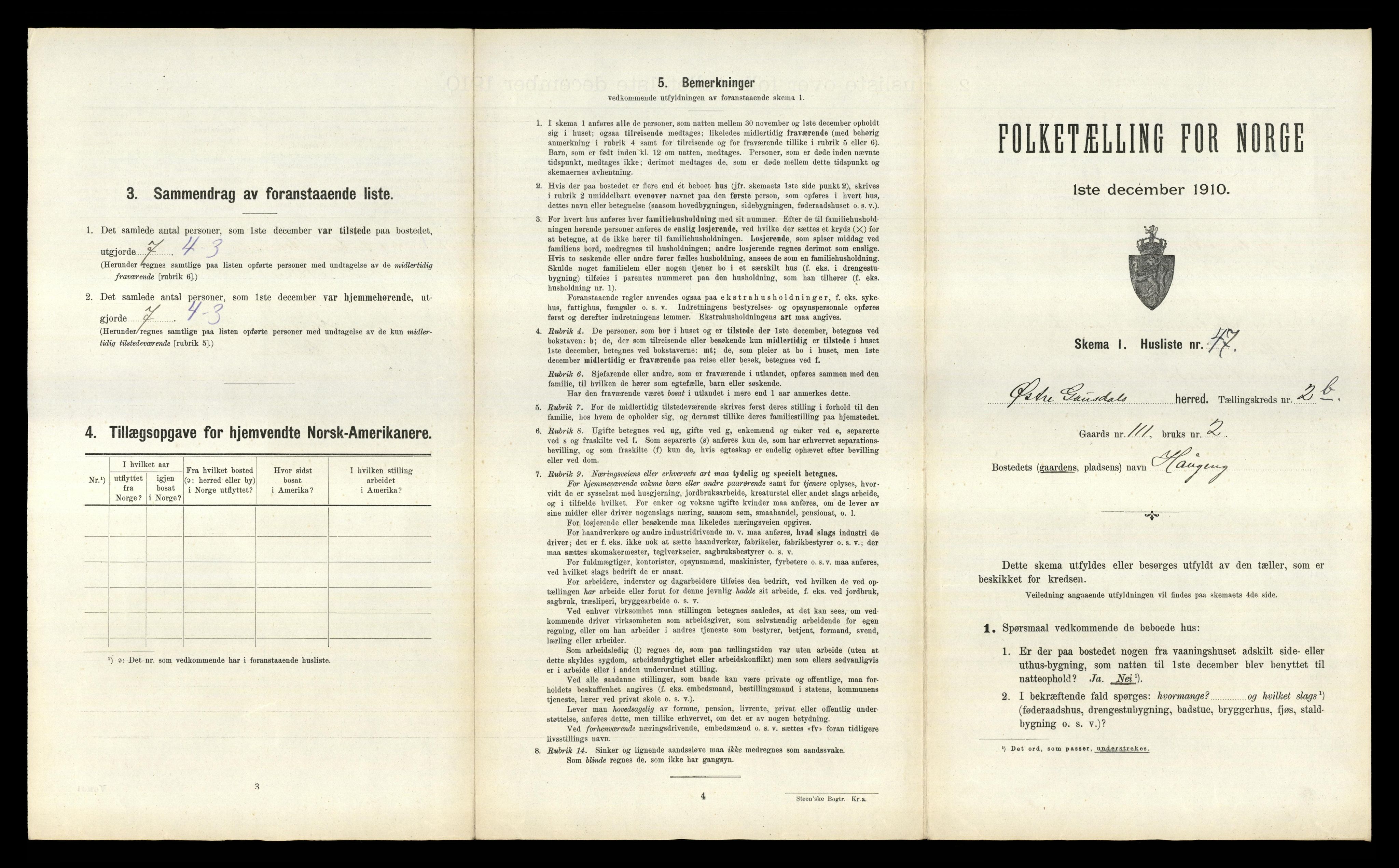 RA, 1910 census for Østre Gausdal, 1910, p. 464