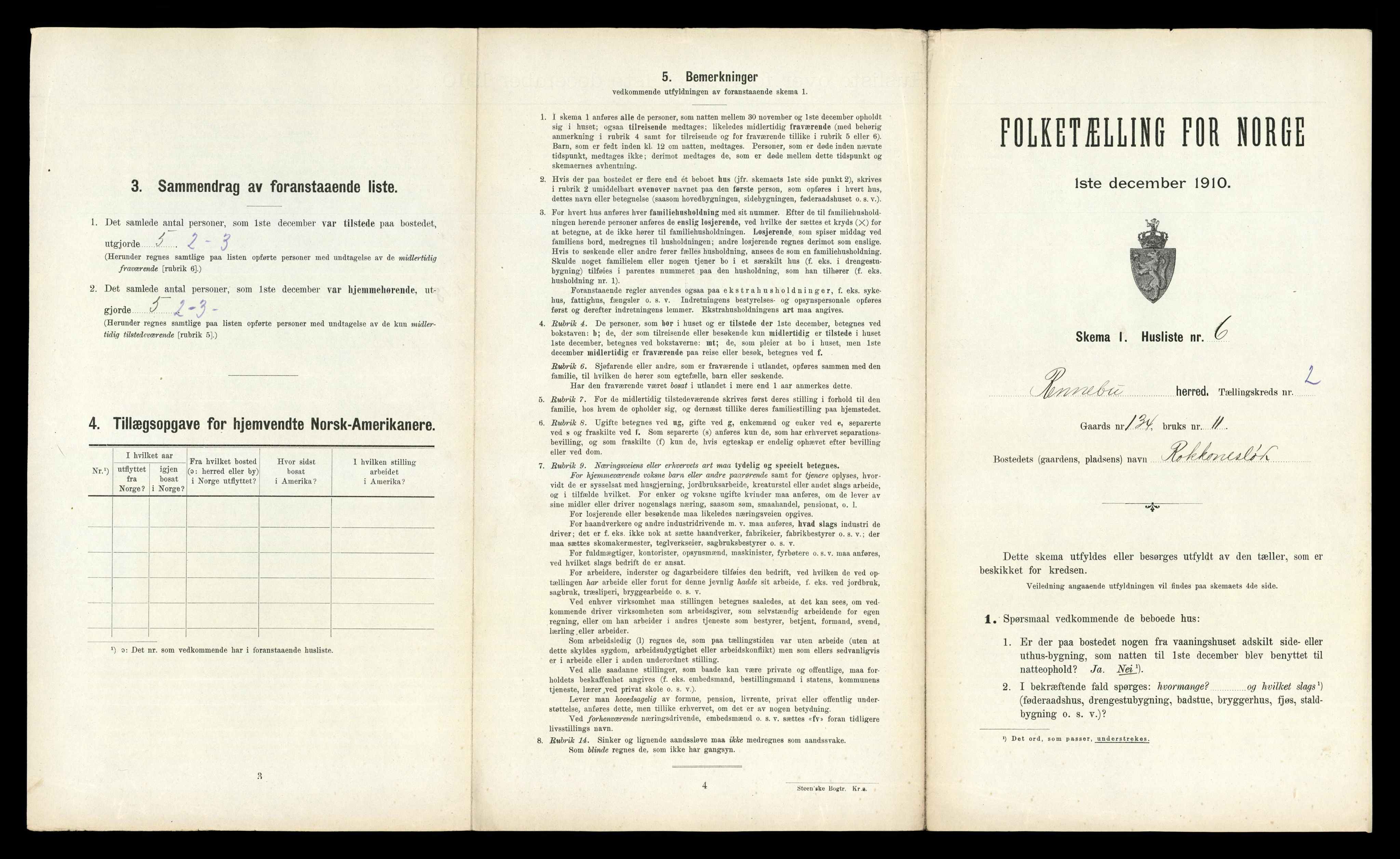 RA, 1910 census for Rennebu, 1910, p. 194