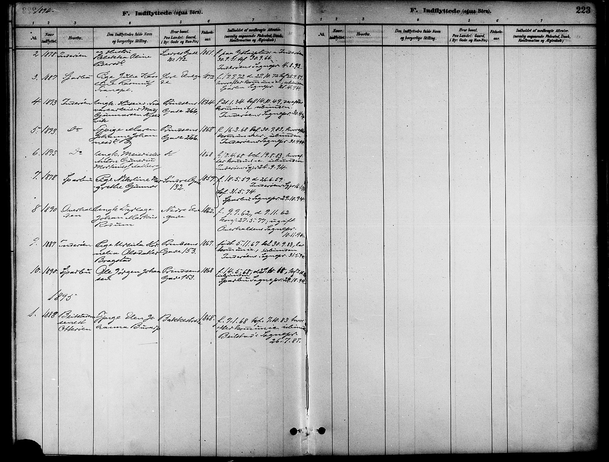 Ministerialprotokoller, klokkerbøker og fødselsregistre - Nord-Trøndelag, SAT/A-1458/739/L0371: Parish register (official) no. 739A03, 1881-1895, p. 223
