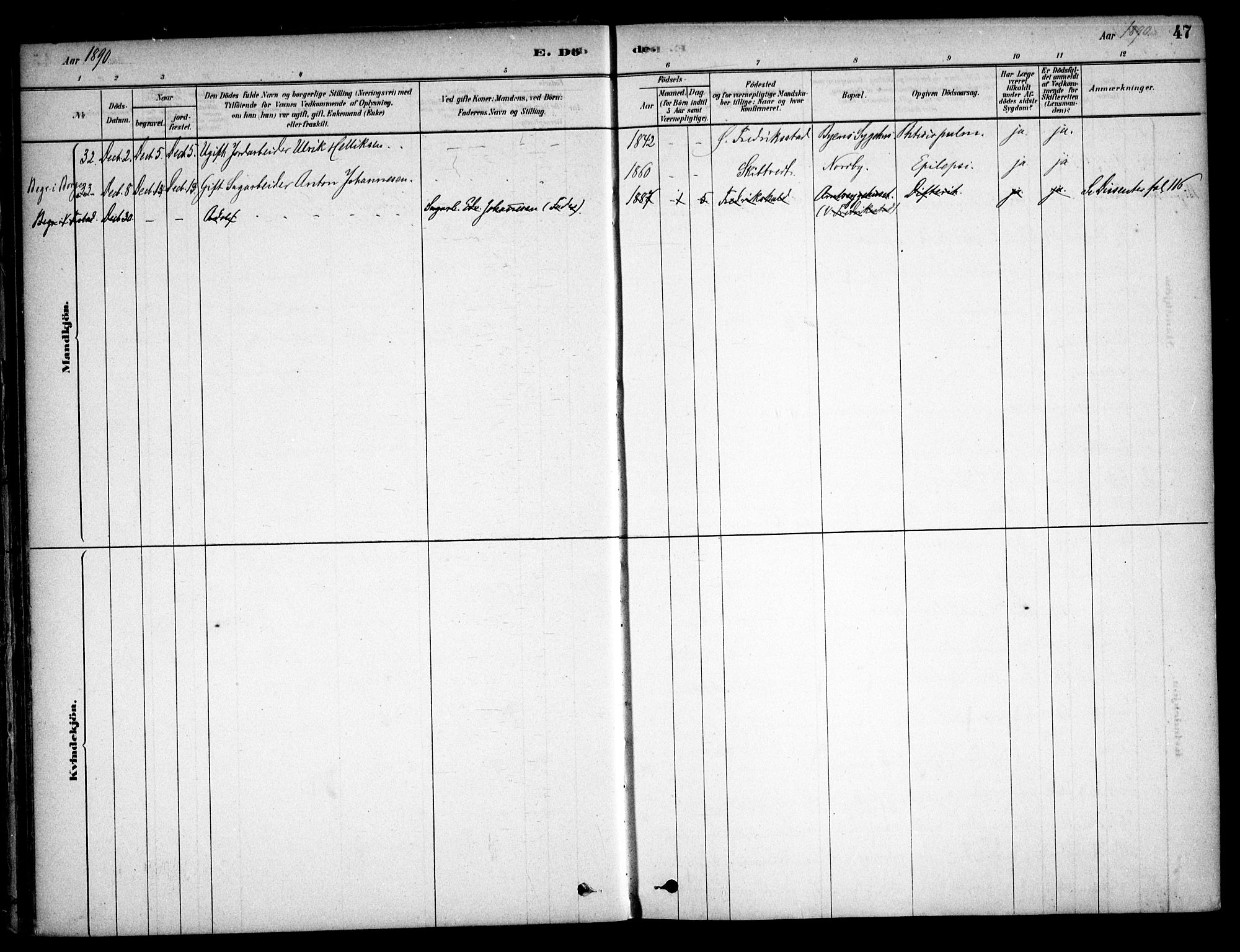 Østre Fredrikstad prestekontor Kirkebøker, AV/SAO-A-10907/F/Fa/L0001: Parish register (official) no. 1, 1878-1982, p. 47