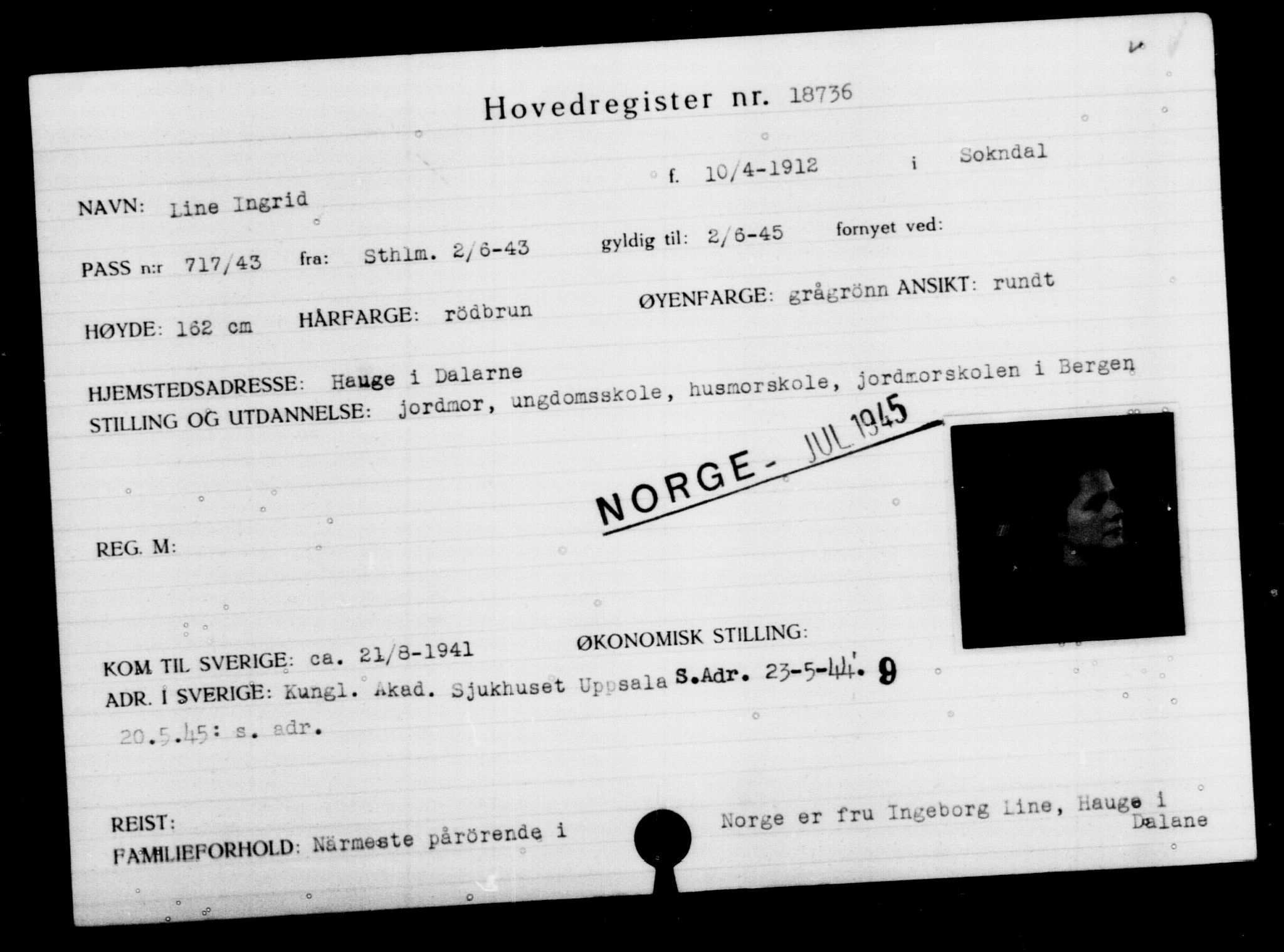 Den Kgl. Norske Legasjons Flyktningskontor, RA/S-6753/V/Va/L0009: Kjesäterkartoteket.  Flyktningenr. 18502-22048, 1940-1945, p. 278