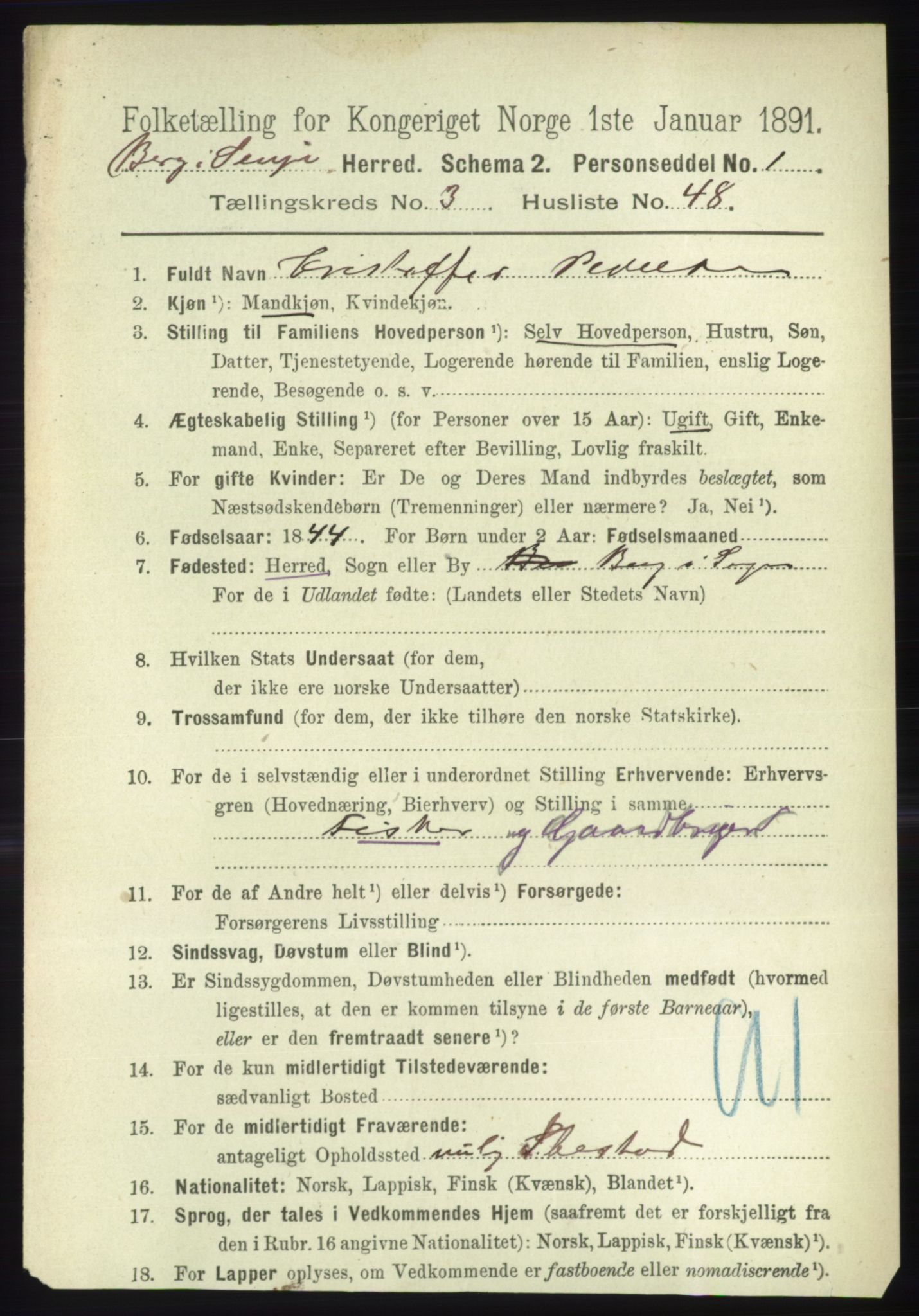 RA, 1891 census for 1929 Berg, 1891, p. 1320