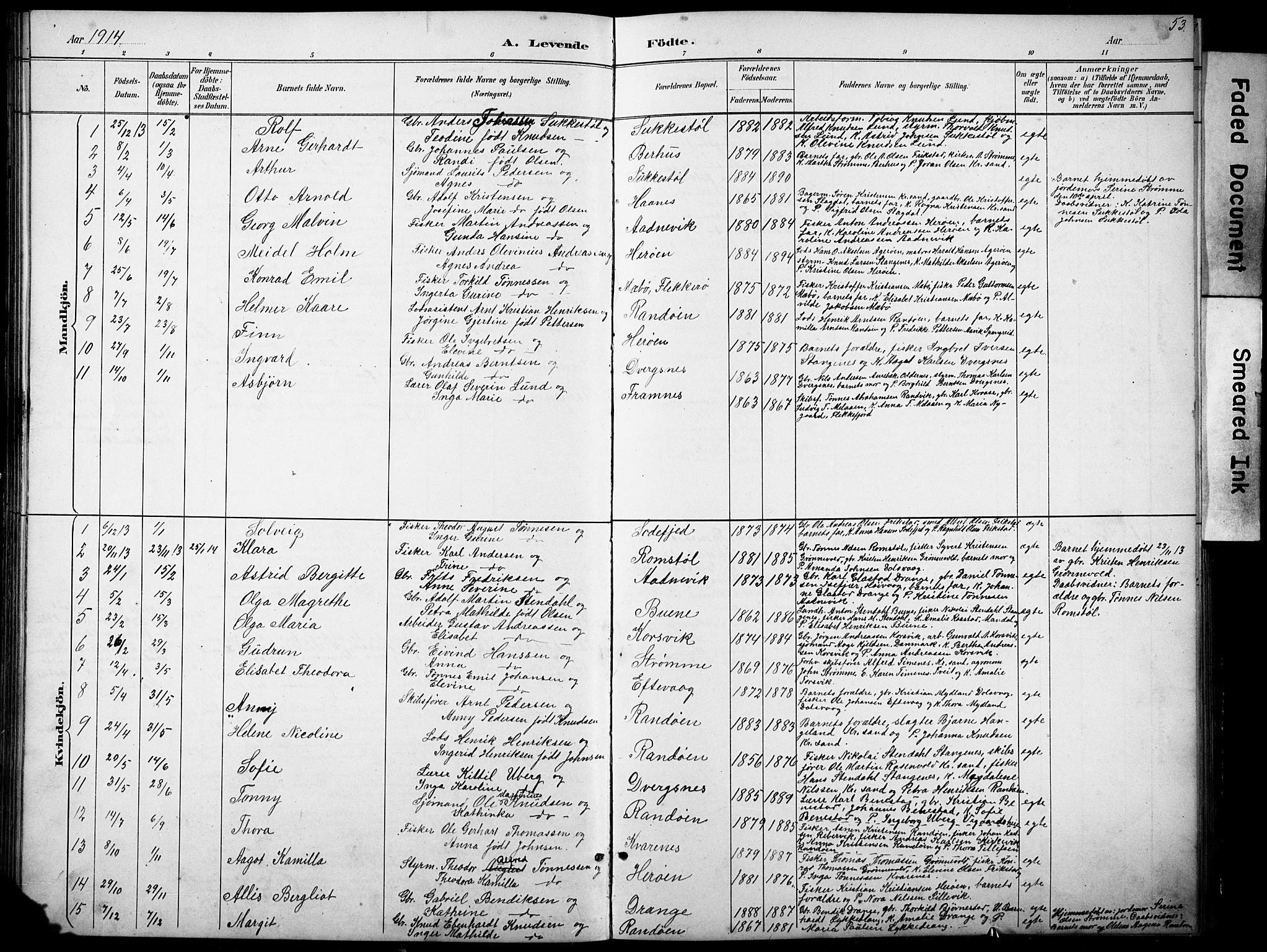 Oddernes sokneprestkontor, SAK/1111-0033/F/Fb/Fbb/L0002: Parish register (copy) no. B 2, 1889-1933, p. 53