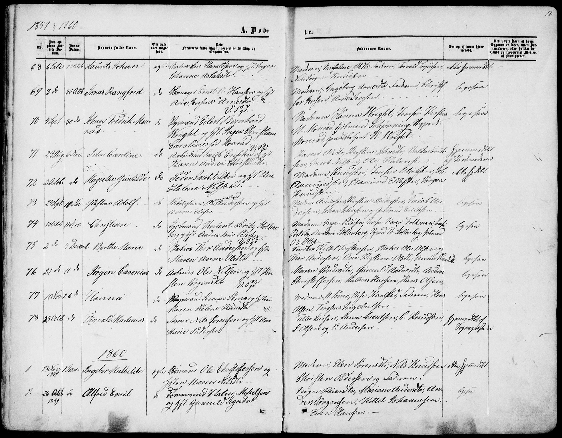 Porsgrunn kirkebøker , AV/SAKO-A-104/F/Fa/L0007: Parish register (official) no. 7, 1858-1877, p. 18