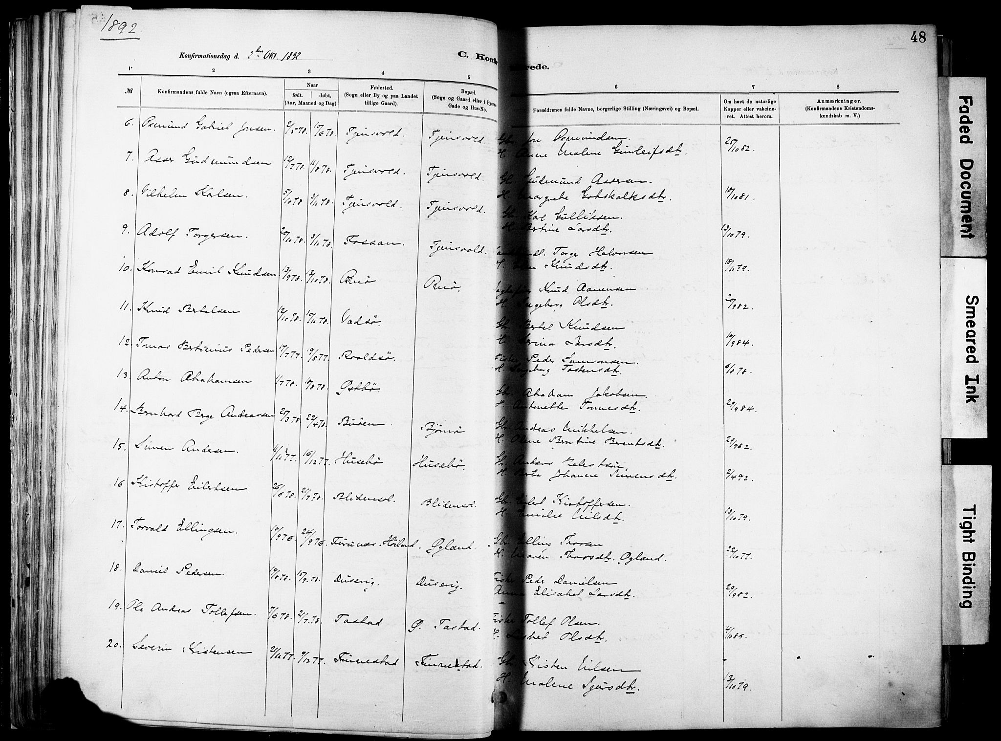 Hetland sokneprestkontor, SAST/A-101826/30/30BA/L0012: Parish register (official) no. A 12, 1882-1912, p. 48
