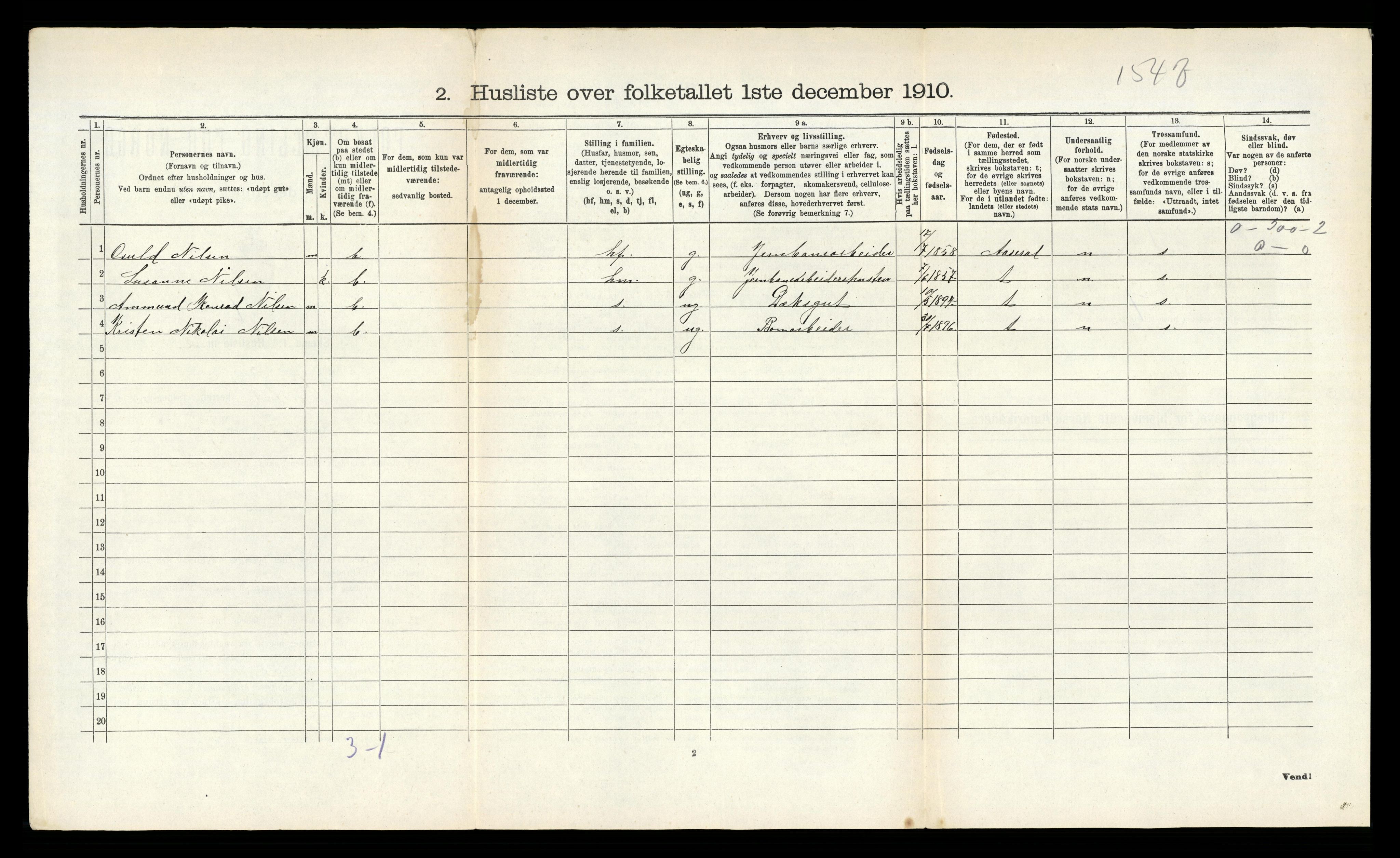 RA, 1910 census for Øyestad, 1910, p. 589