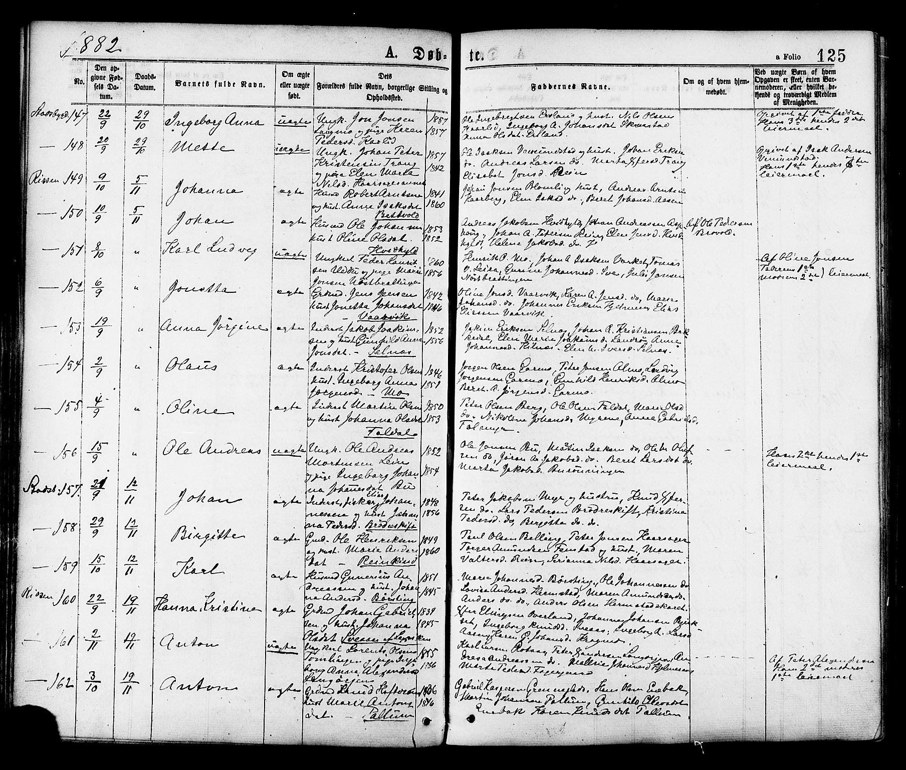 Ministerialprotokoller, klokkerbøker og fødselsregistre - Sør-Trøndelag, SAT/A-1456/646/L0613: Parish register (official) no. 646A11, 1870-1884, p. 125