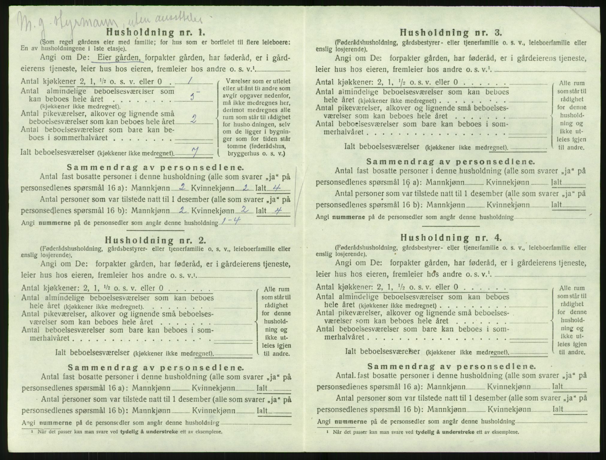 SAK, 1920 census for Flosta, 1920, p. 849