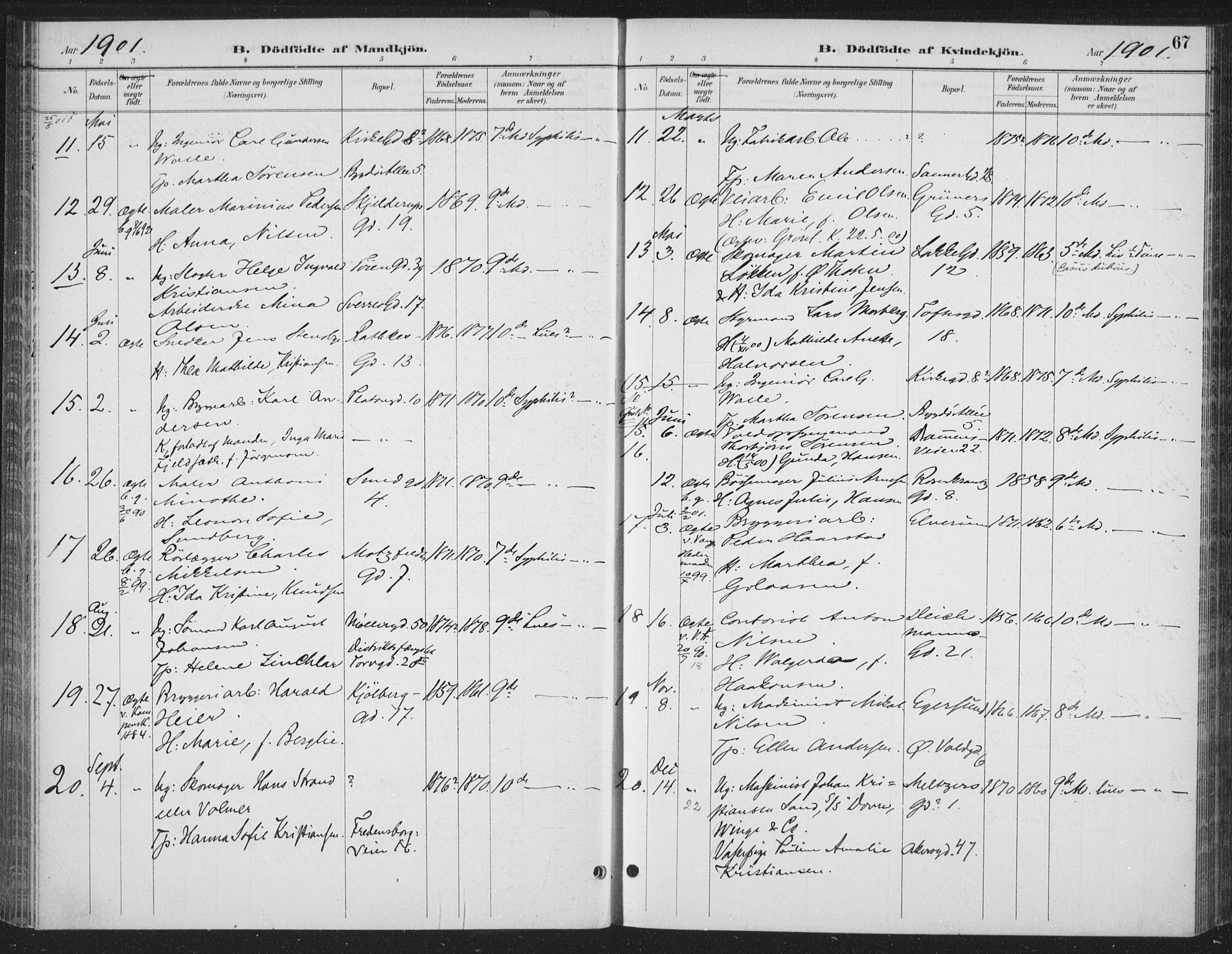 Rikshospitalet prestekontor Kirkebøker, AV/SAO-A-10309b/F/L0010: Parish register (official) no. 10, 1888-1912, p. 67