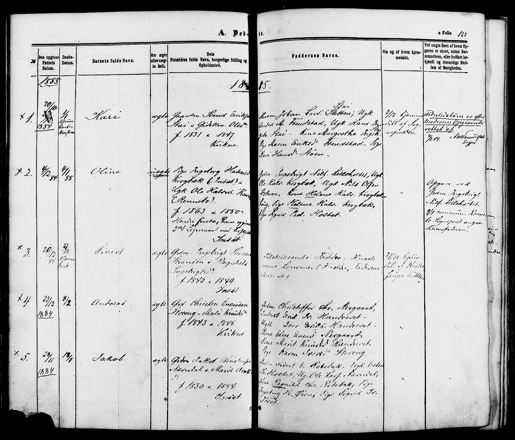 Kvikne prestekontor, SAH/PREST-064/H/Ha/Haa/L0006: Parish register (official) no. 6, 1863-1886, p. 122