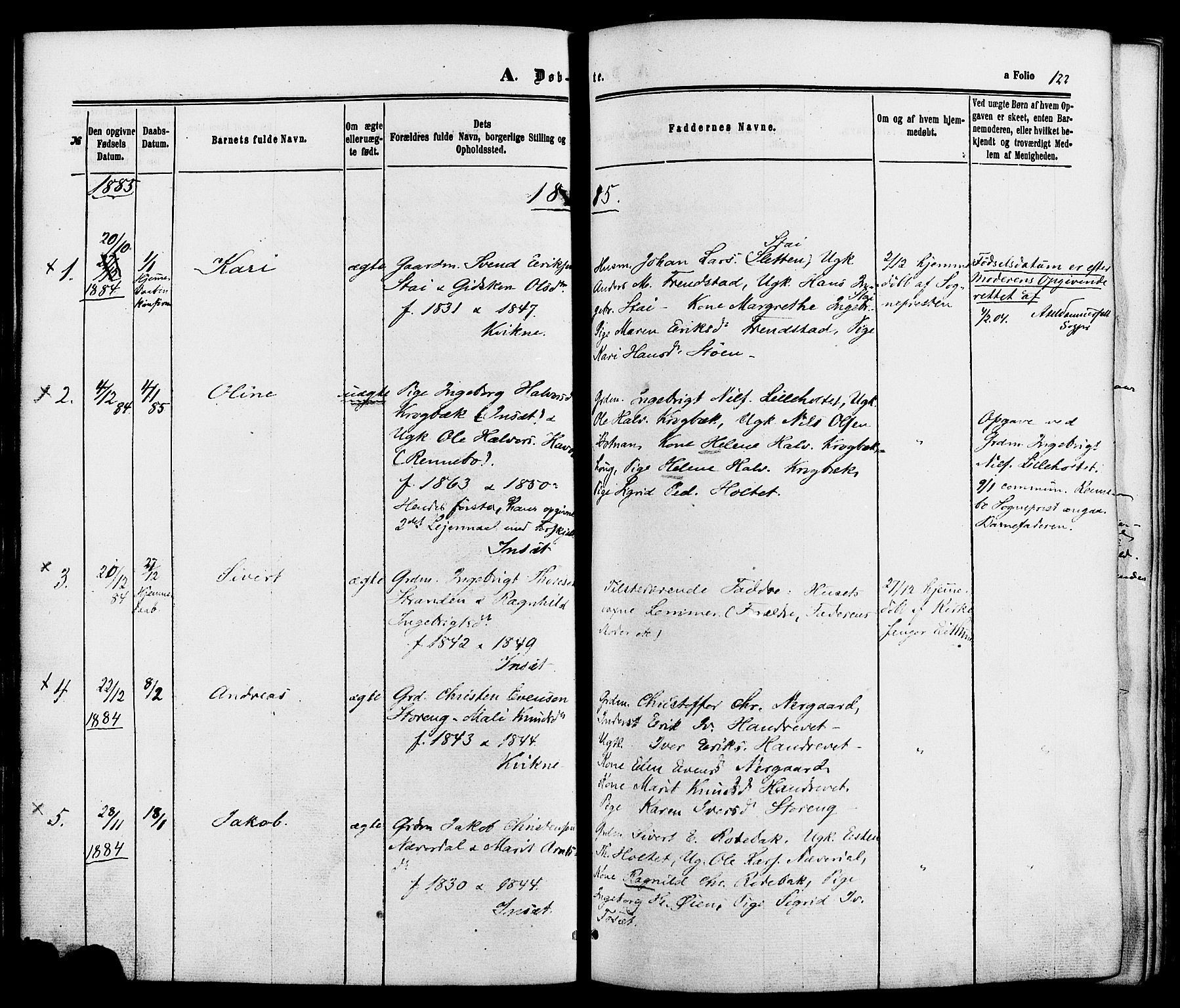 Kvikne prestekontor, AV/SAH-PREST-064/H/Ha/Haa/L0006: Parish register (official) no. 6, 1863-1886, p. 122