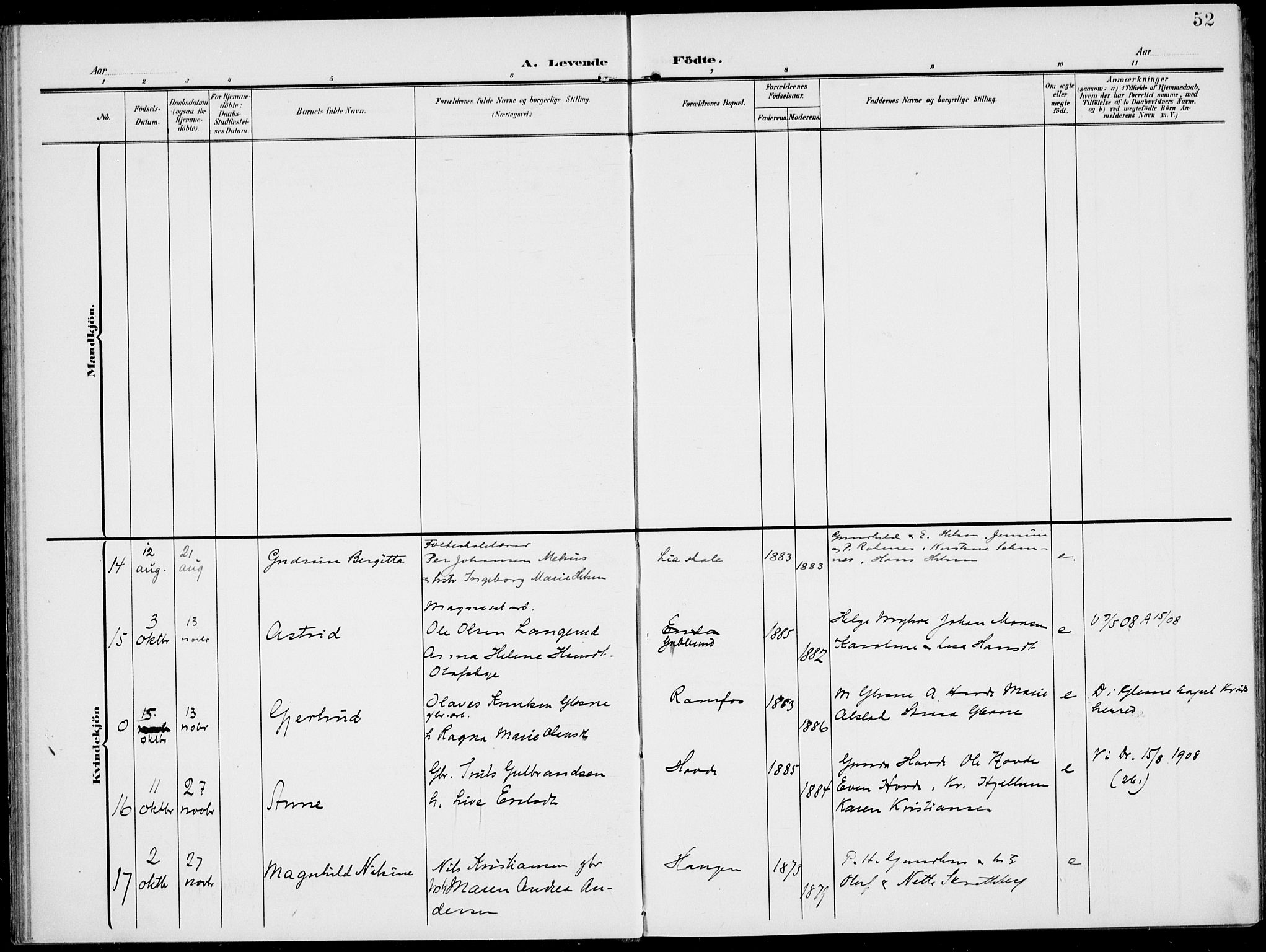 Modum kirkebøker, AV/SAKO-A-234/F/Fa/L0019: Parish register (official) no. 19, 1890-1914, p. 52