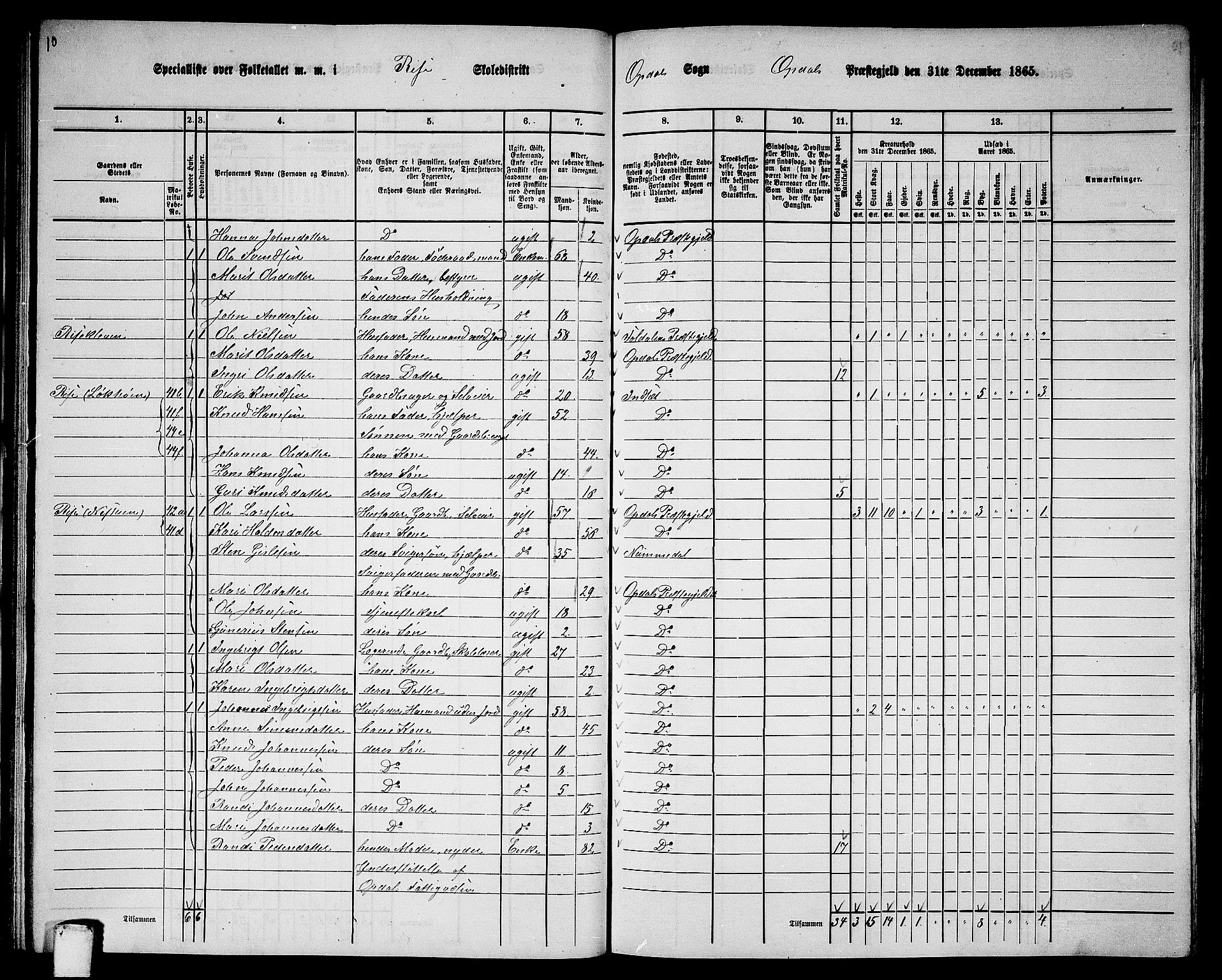 RA, 1865 census for Oppdal, 1865, p. 48