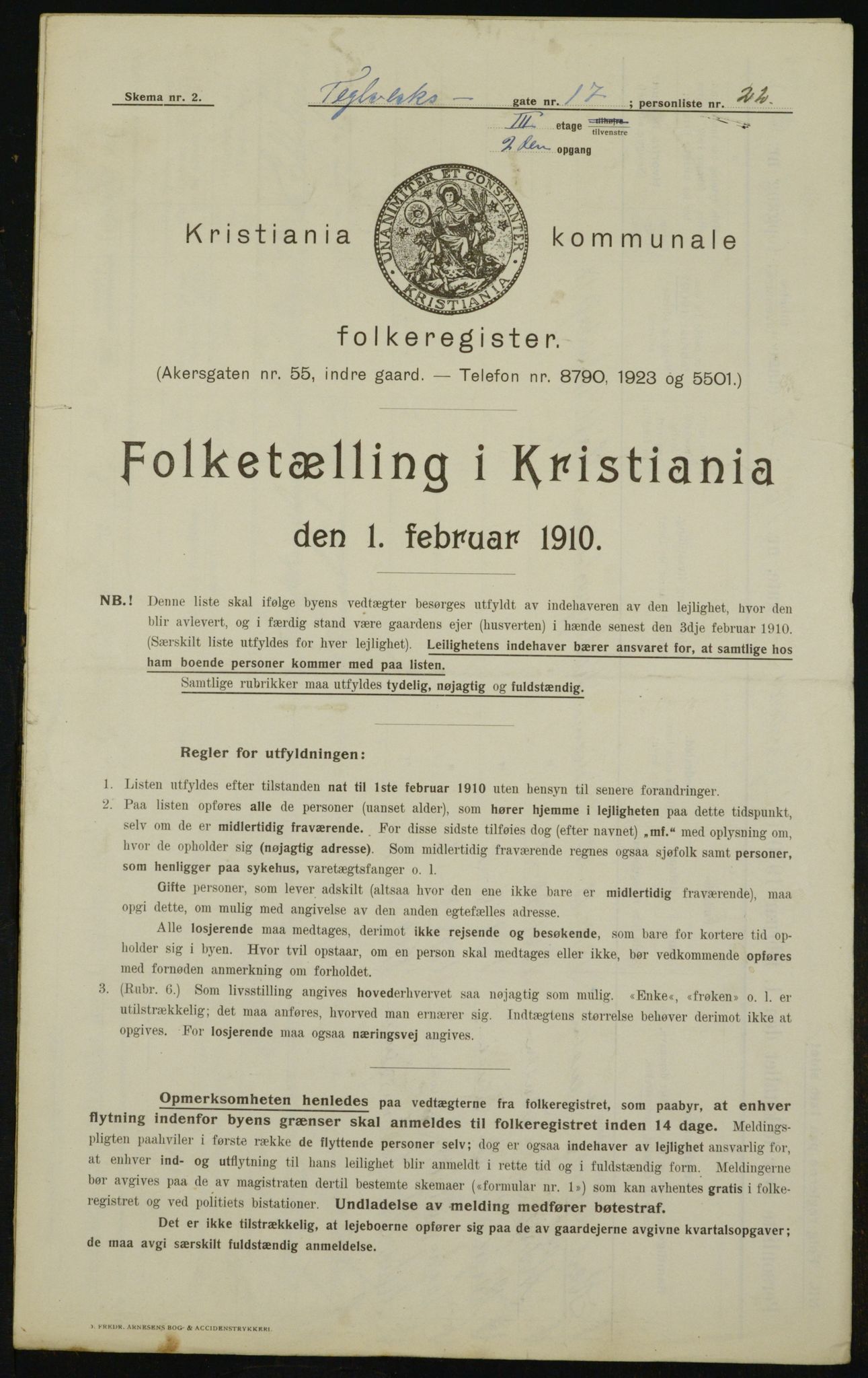 OBA, Municipal Census 1910 for Kristiania, 1910, p. 102145