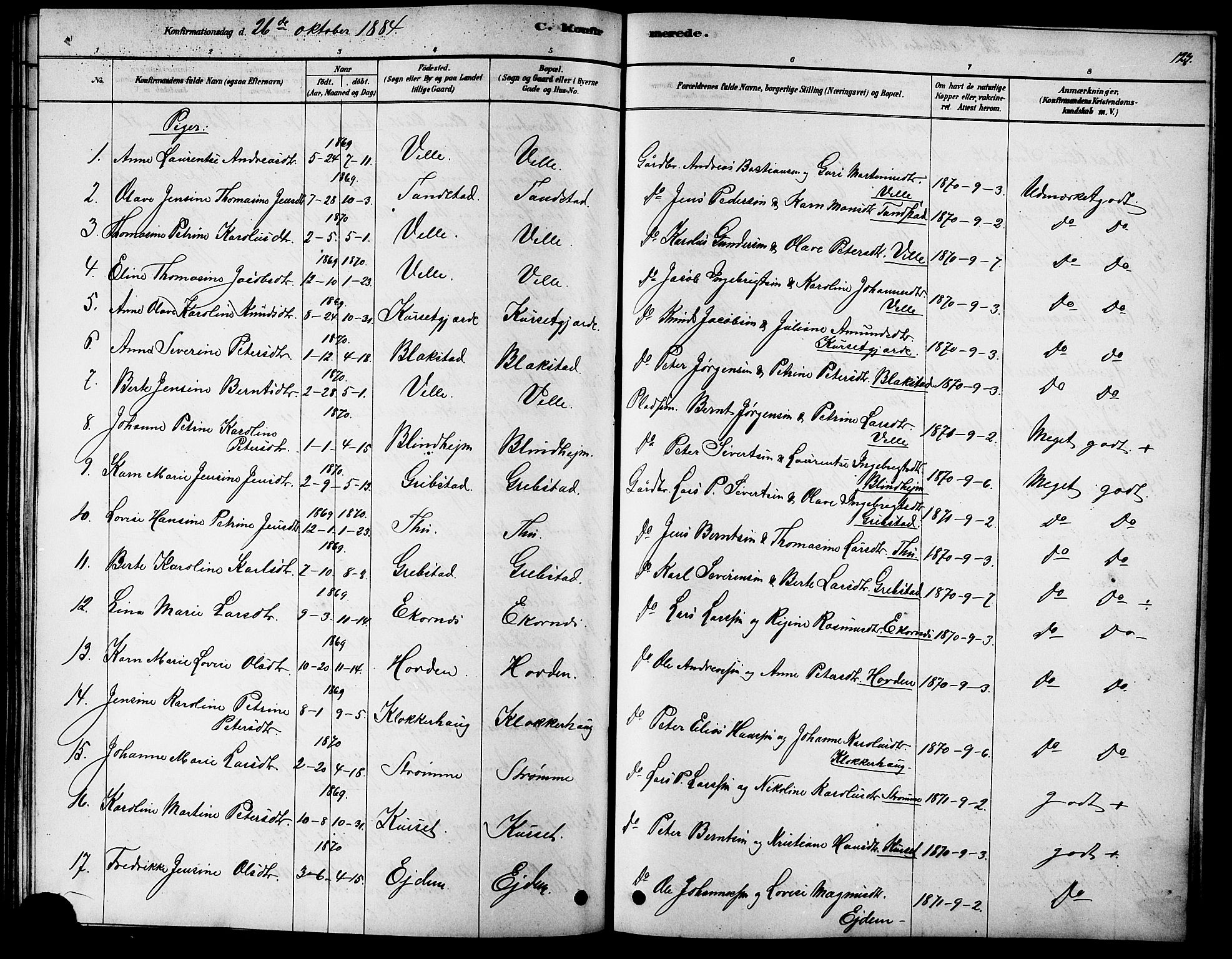 Ministerialprotokoller, klokkerbøker og fødselsregistre - Møre og Romsdal, SAT/A-1454/523/L0339: Parish register (copy) no. 523C02, 1878-1891, p. 123