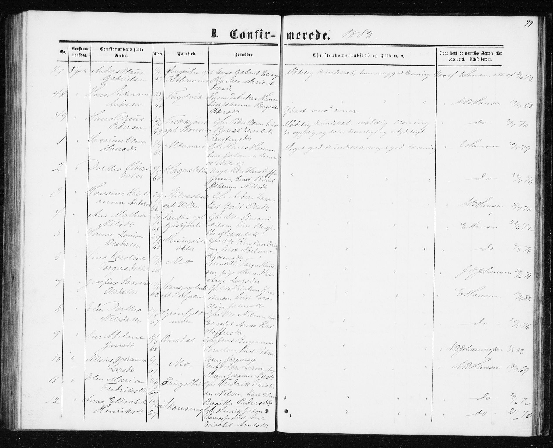 Ministerialprotokoller, klokkerbøker og fødselsregistre - Nordland, AV/SAT-A-1459/827/L0416: Parish register (copy) no. 827C05, 1865-1886, p. 99