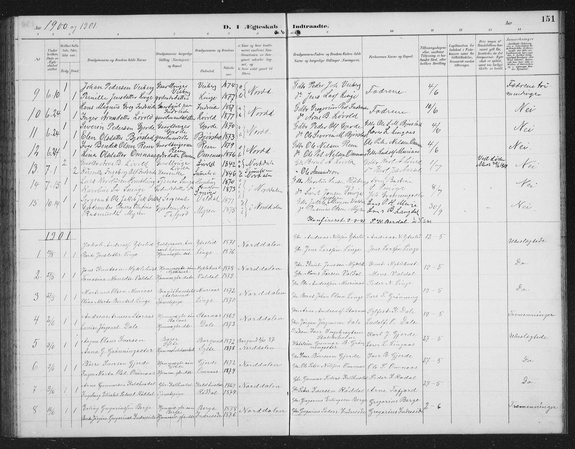Ministerialprotokoller, klokkerbøker og fødselsregistre - Møre og Romsdal, SAT/A-1454/519/L0264: Parish register (copy) no. 519C05, 1892-1910, p. 151